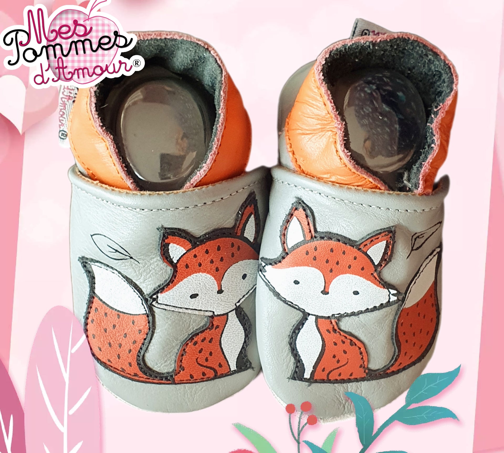 Chaussons en cuir souple 0-4 ans - Mes Pommes D'Amour Cadeaux naissance