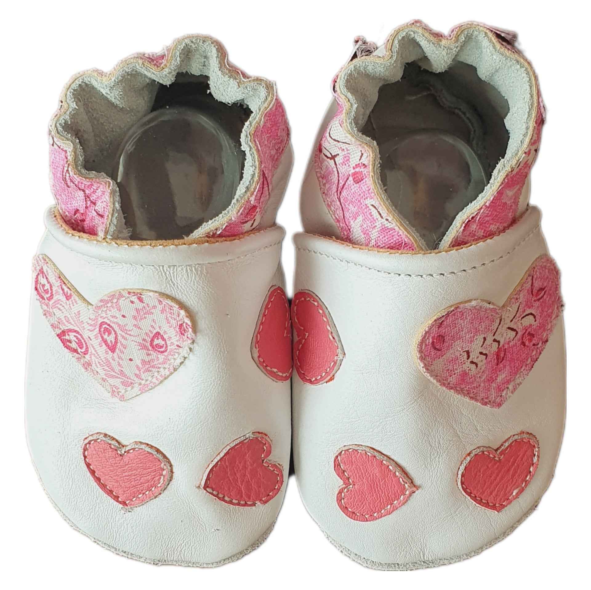 Chaussons en cuir Cœurs - Mes Pommes D'Amour Cadeaux naissance