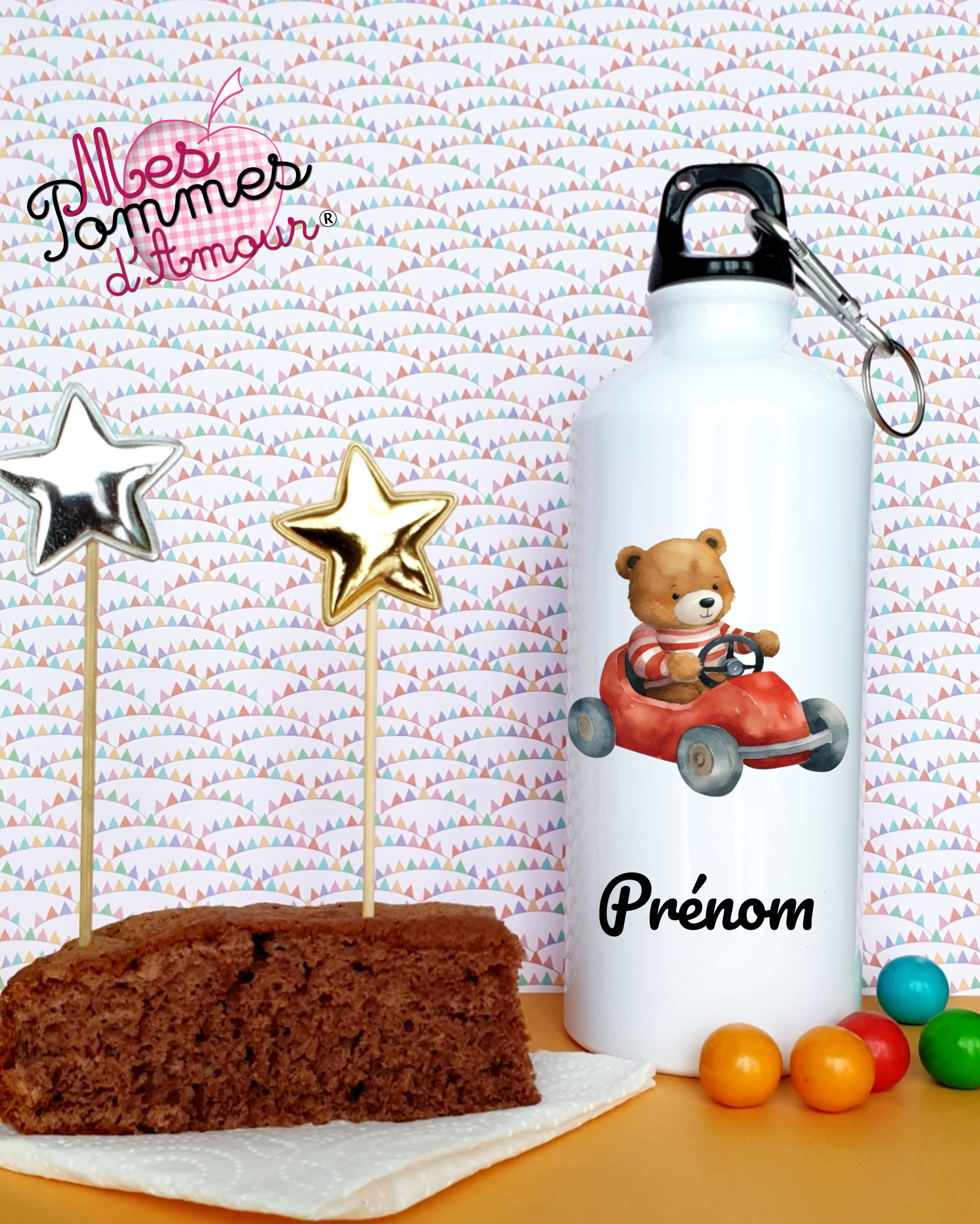 Personalized teddy bear water bottle