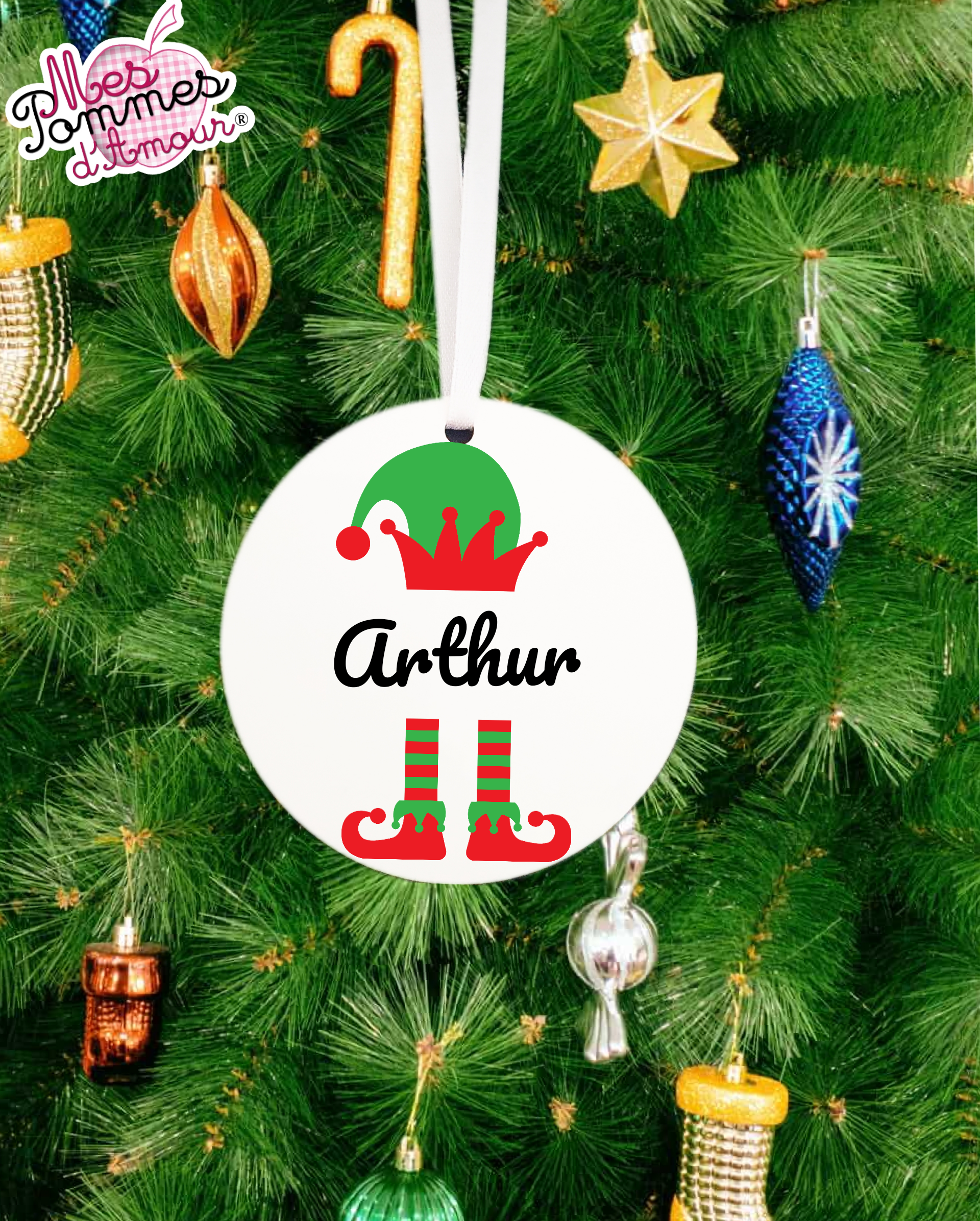 Boule de Noël Lutin fille ou garçon personnalisée