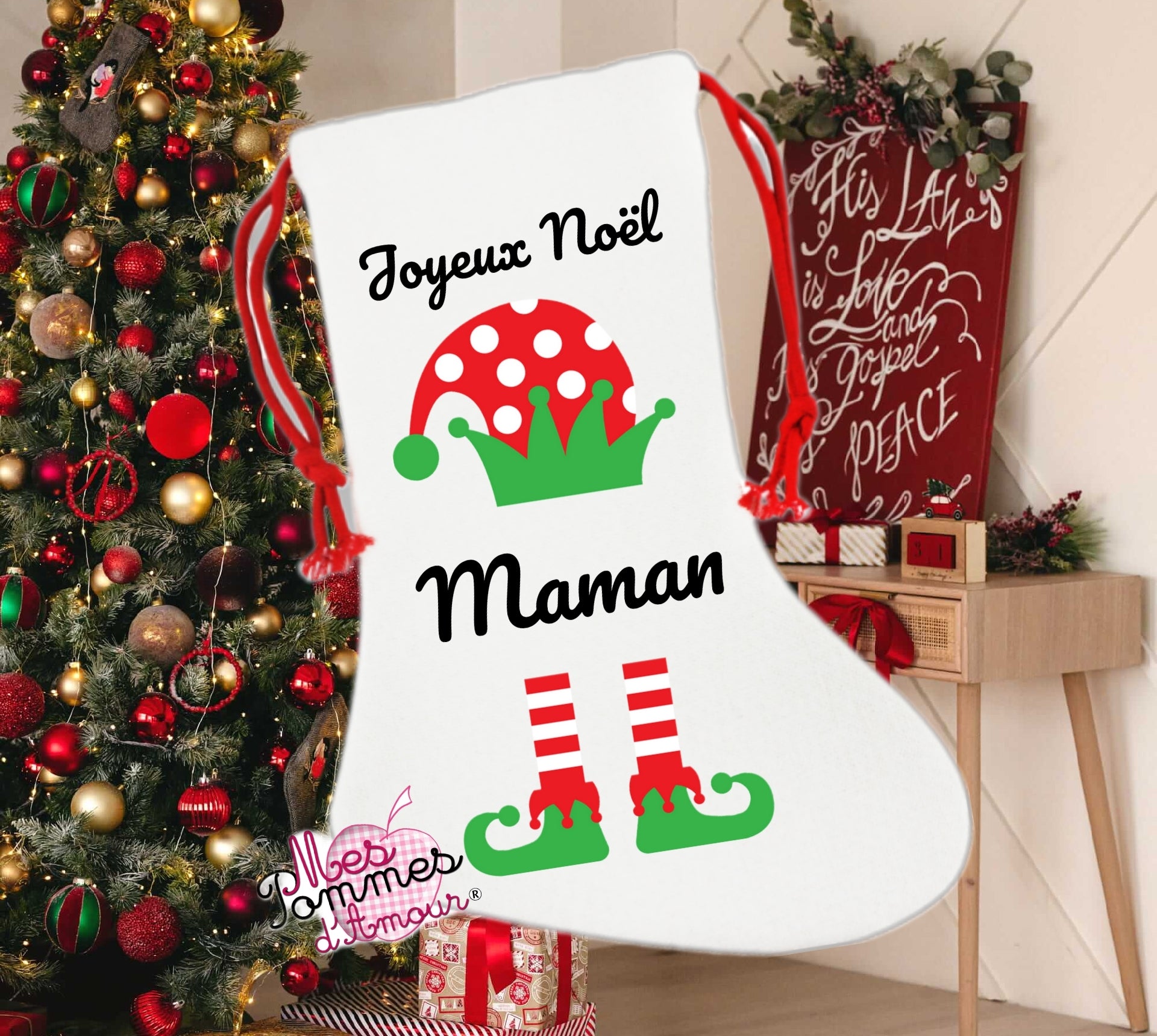 Botte de Noël personnalisée Lutin fille