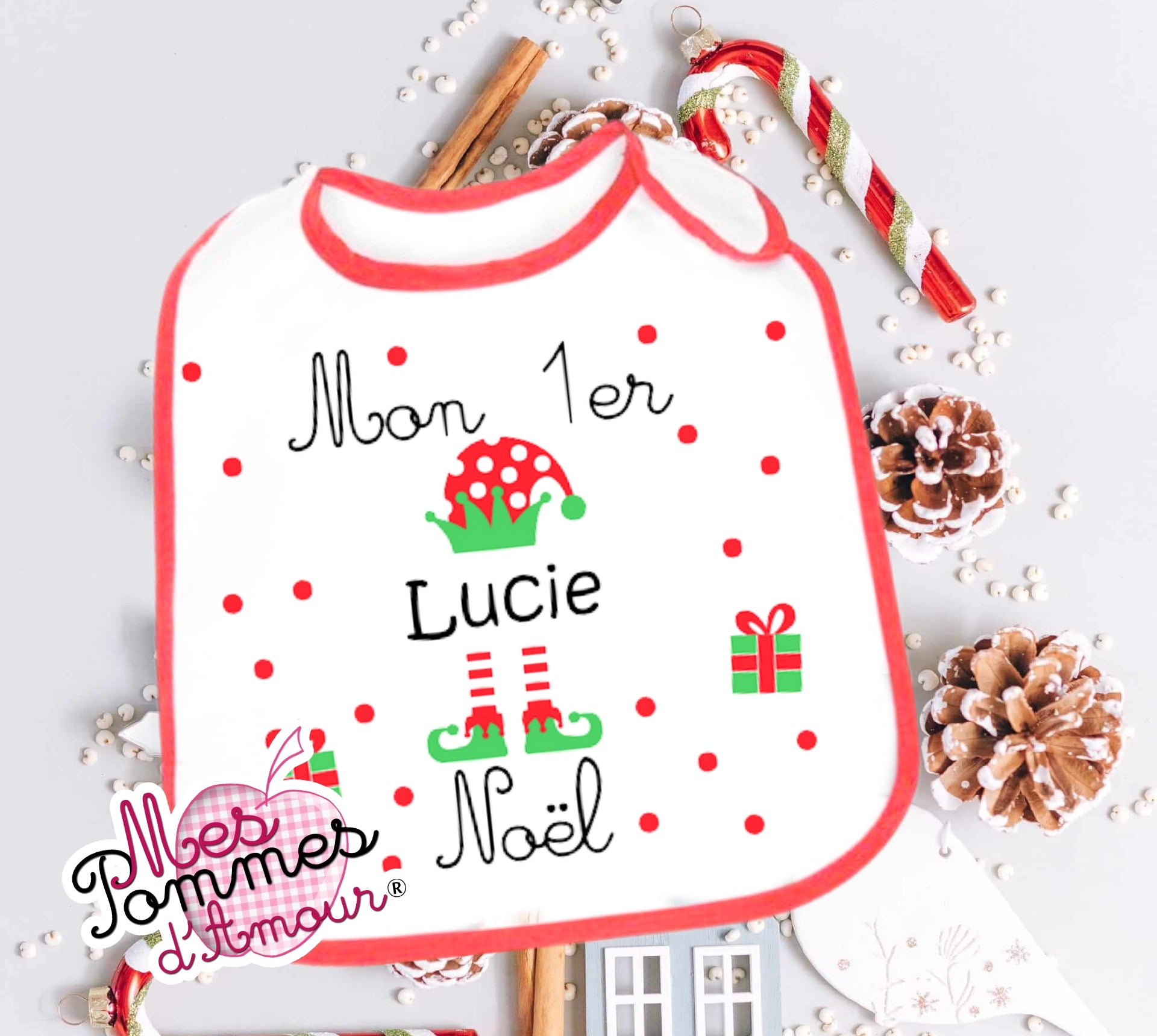 Bavoir personnalisé mon premier Noël