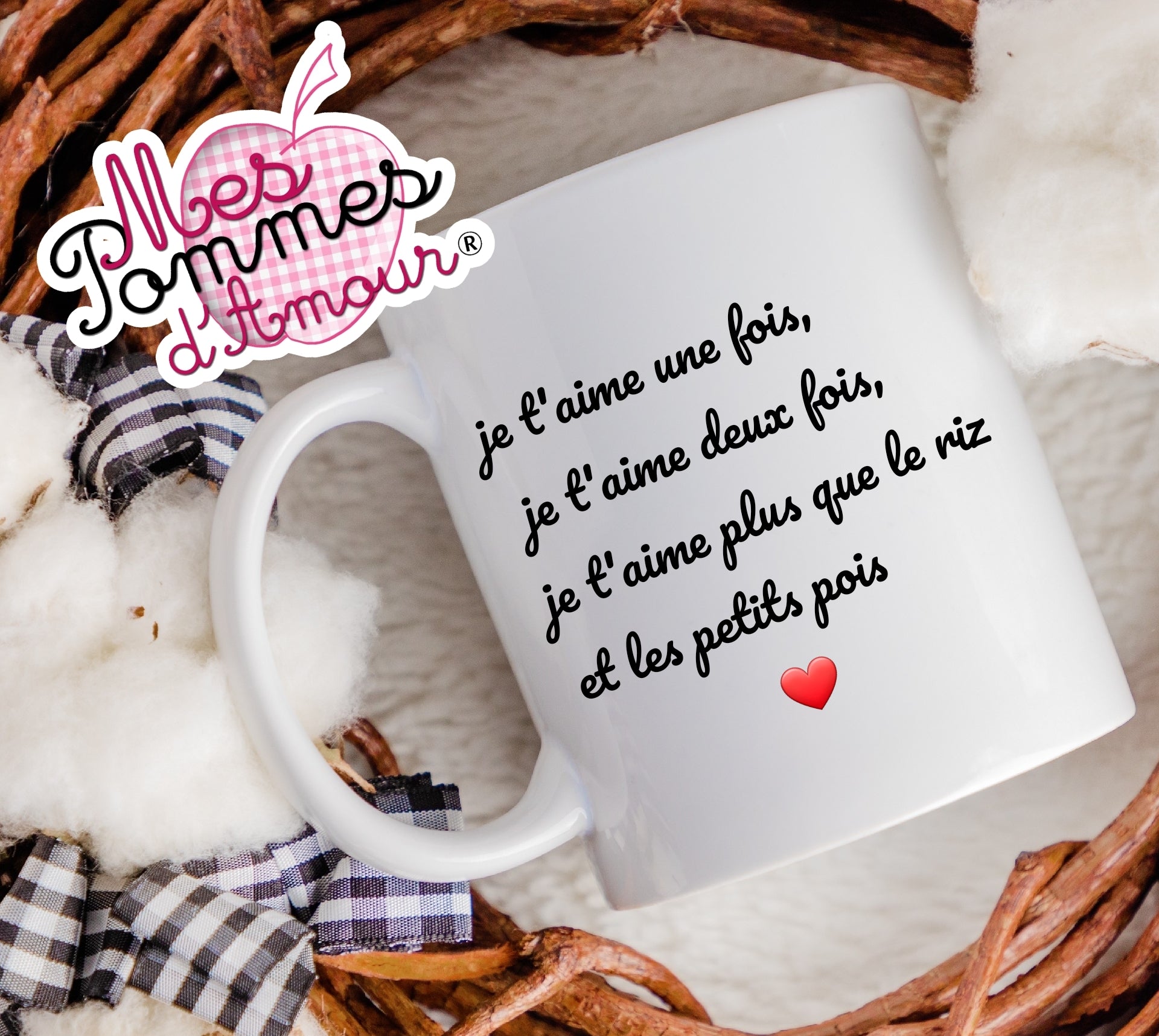 Mug personnalisé je t'aime plus que le riz