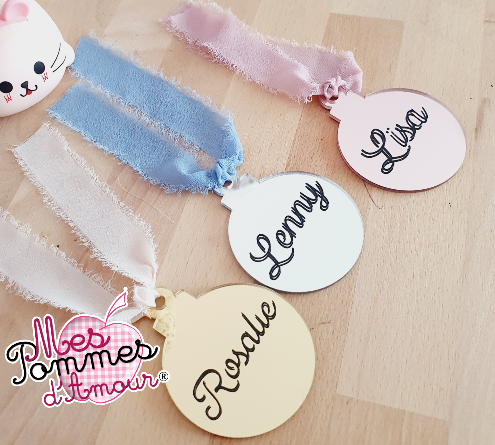 Boule - plaque ronde miroir personnalisée