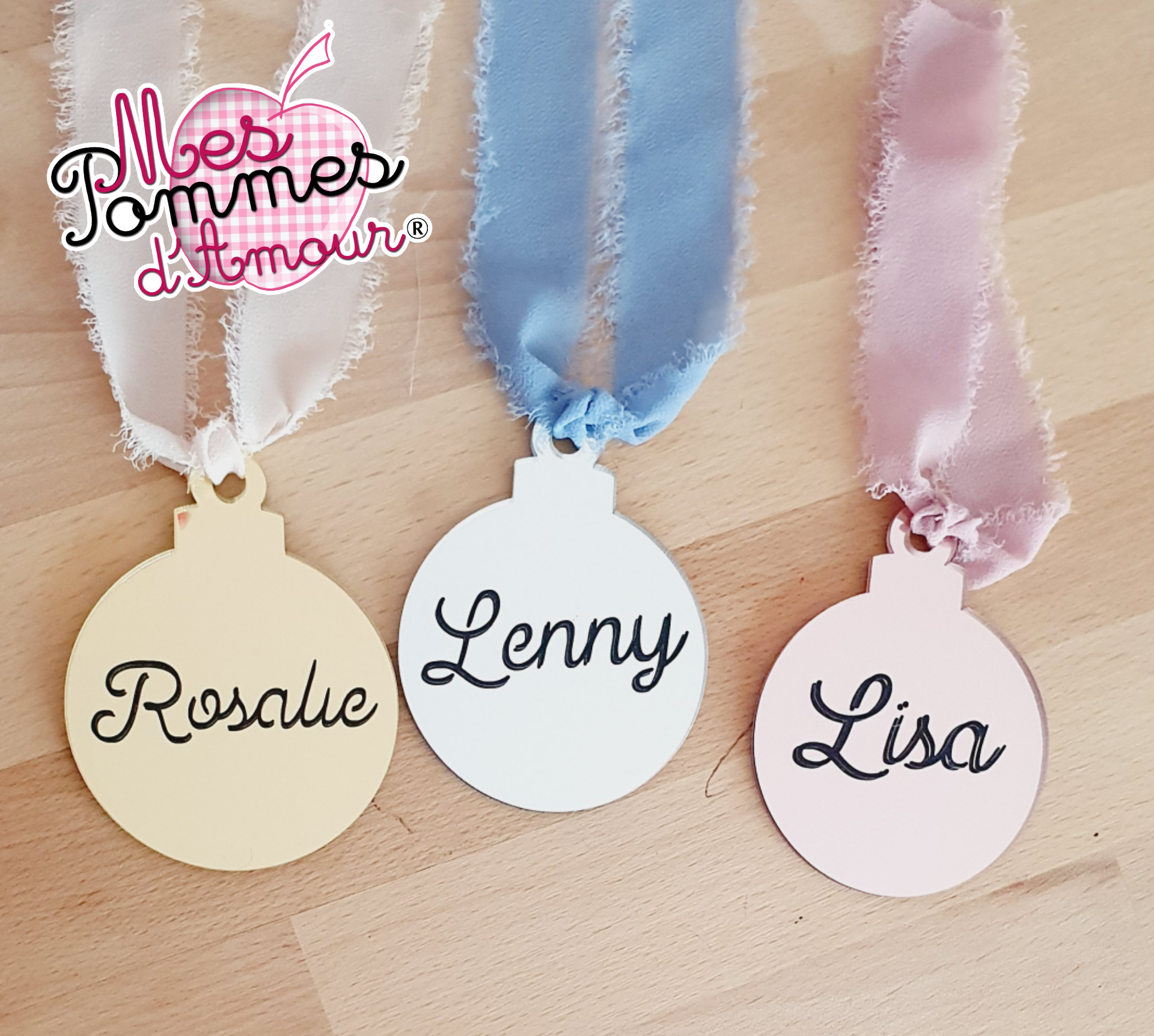 Boule - plaque ronde miroir personnalisée