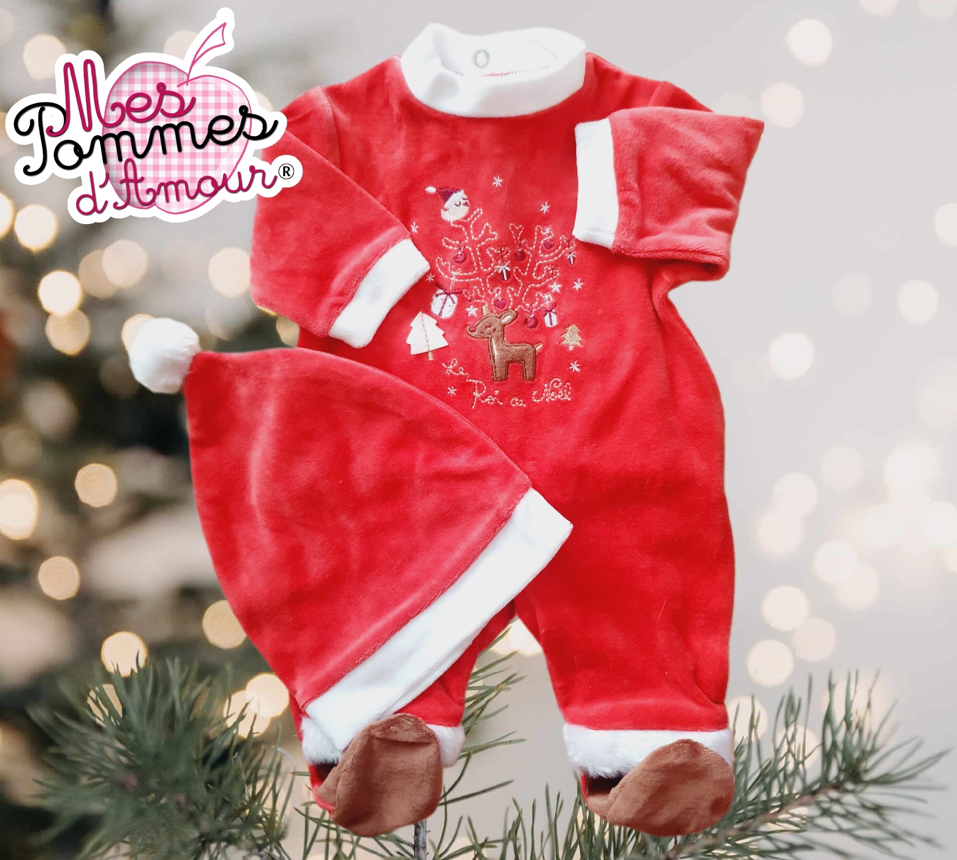 Pyjama bébé père Noël petit renne