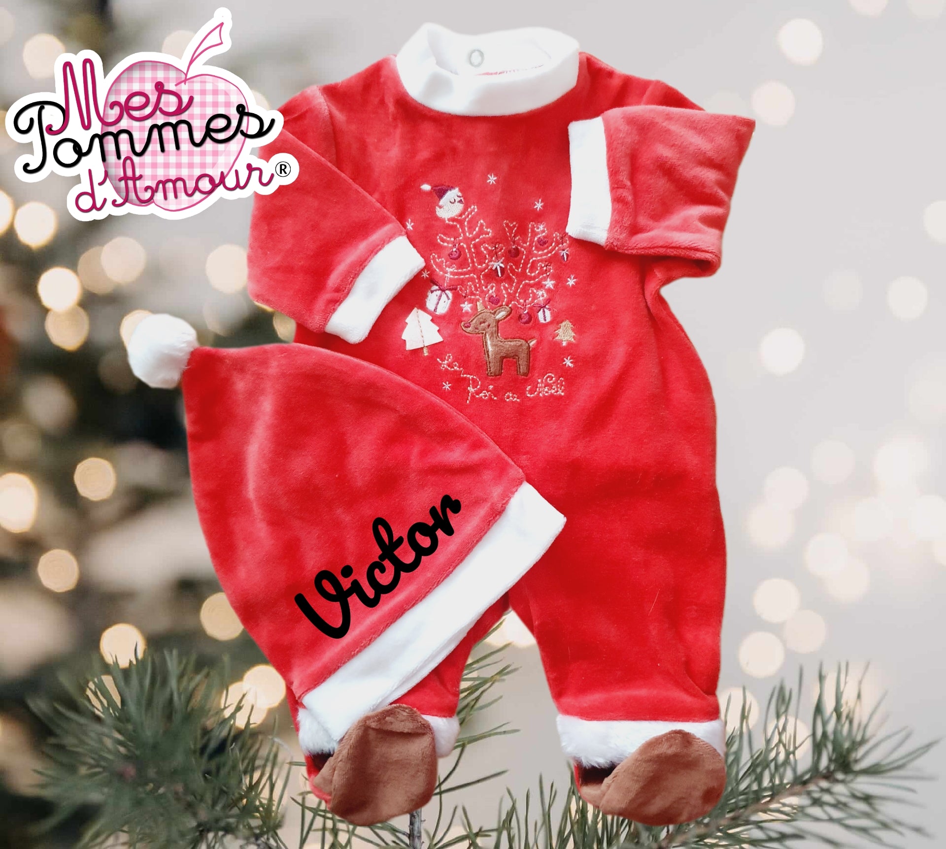 Pyjama bébé père Noël petit renne