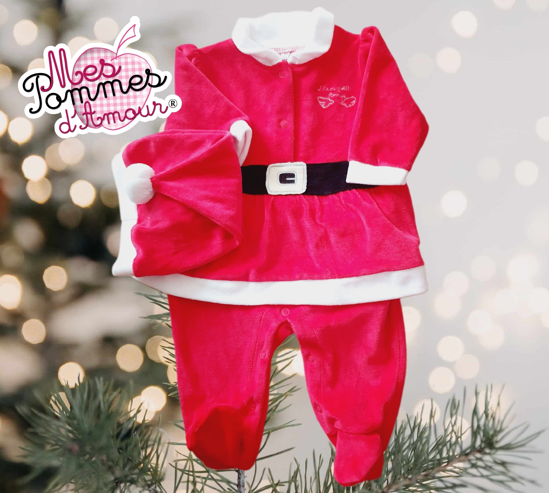 Pyjama bébé père Noël ceinture