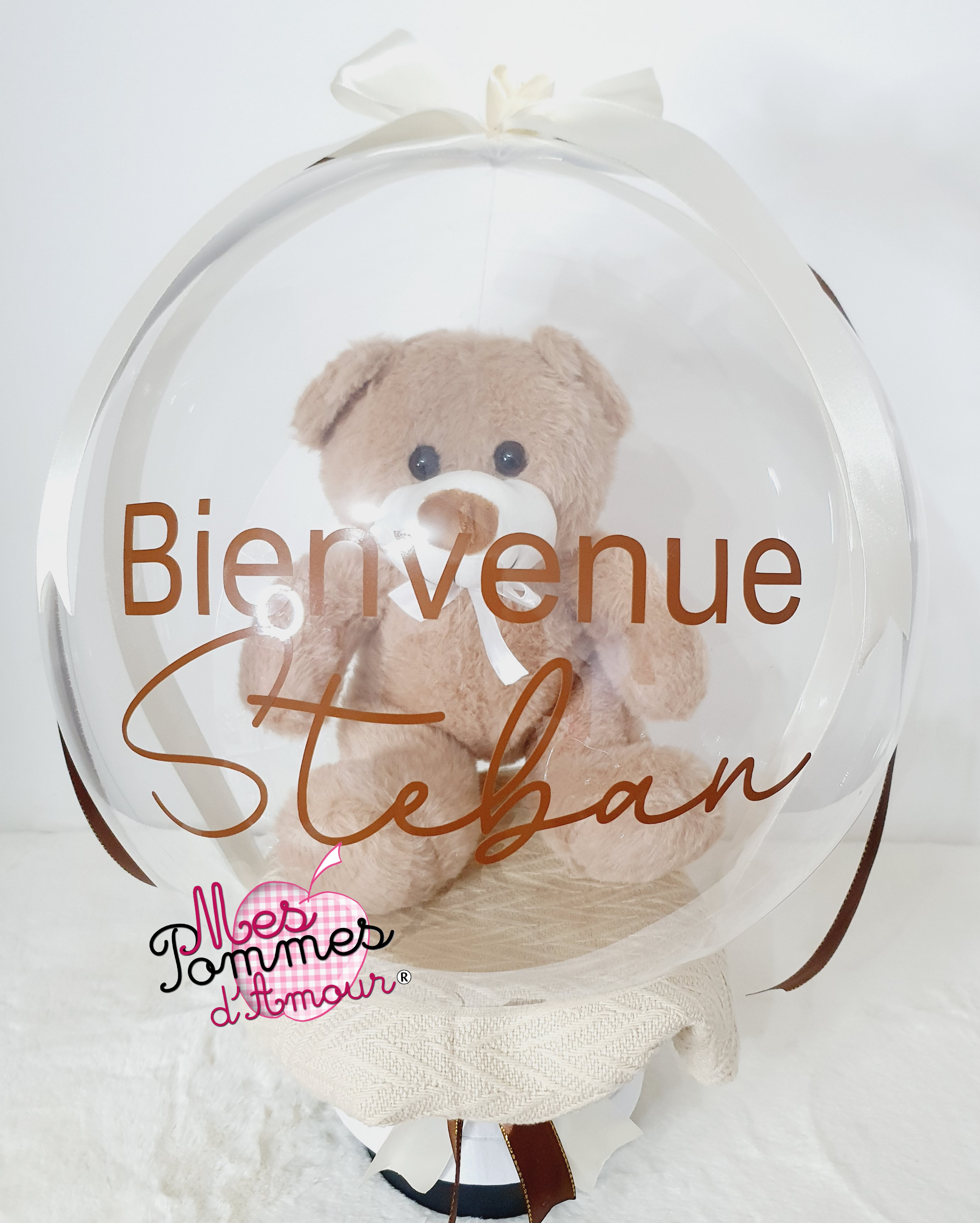 Ballon bulle peluche naissance anniversaire – Cadeau personnalisé