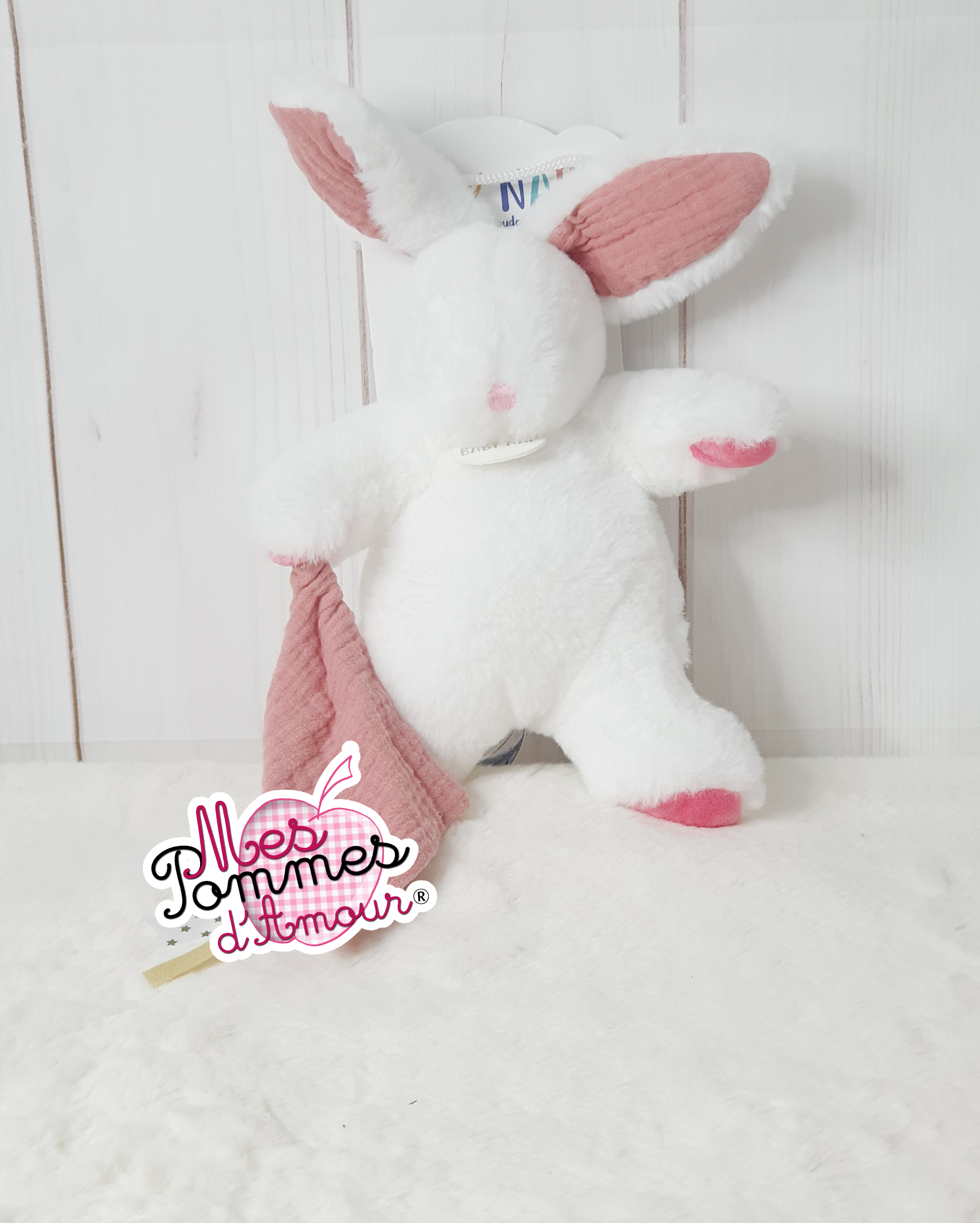 Peluche lapin blanc babynat 18cm