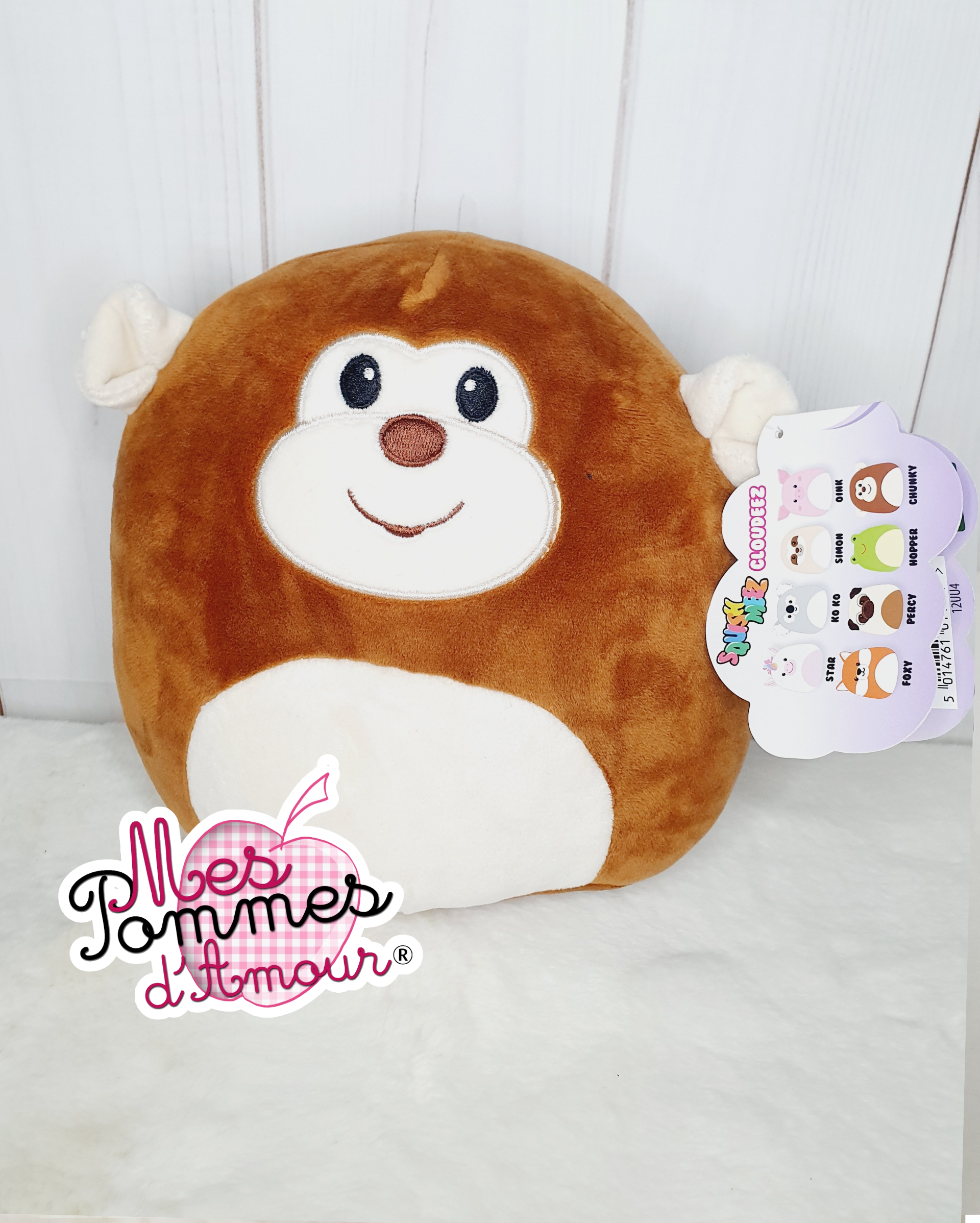 Peluche Singe Cloudeez 23cm – Squish Meez, doudou ultra‑doux