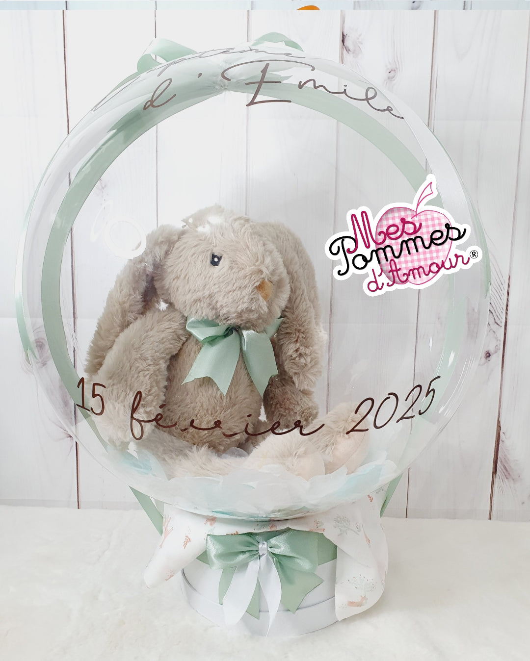 Ballon Bulle Lapin Beige Personnalisé