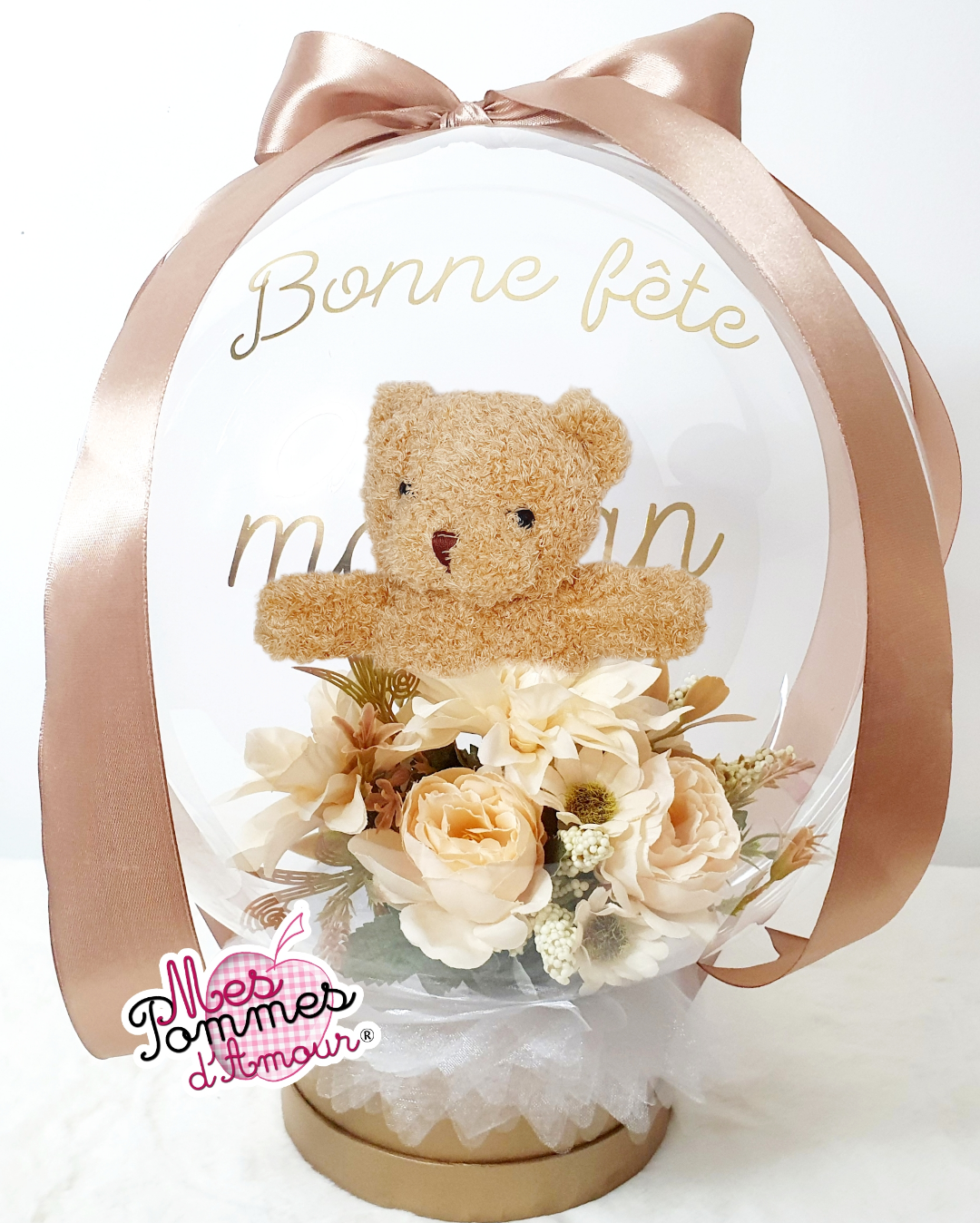 Ballon Bulle Ourson & Bouquet