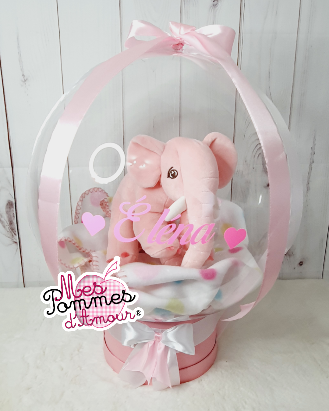 Ballon Bulle Peluche éléphant rose