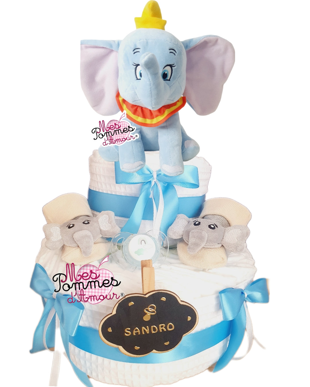 Cadeau naissance gâteau de couches Dumbo peluche Disney