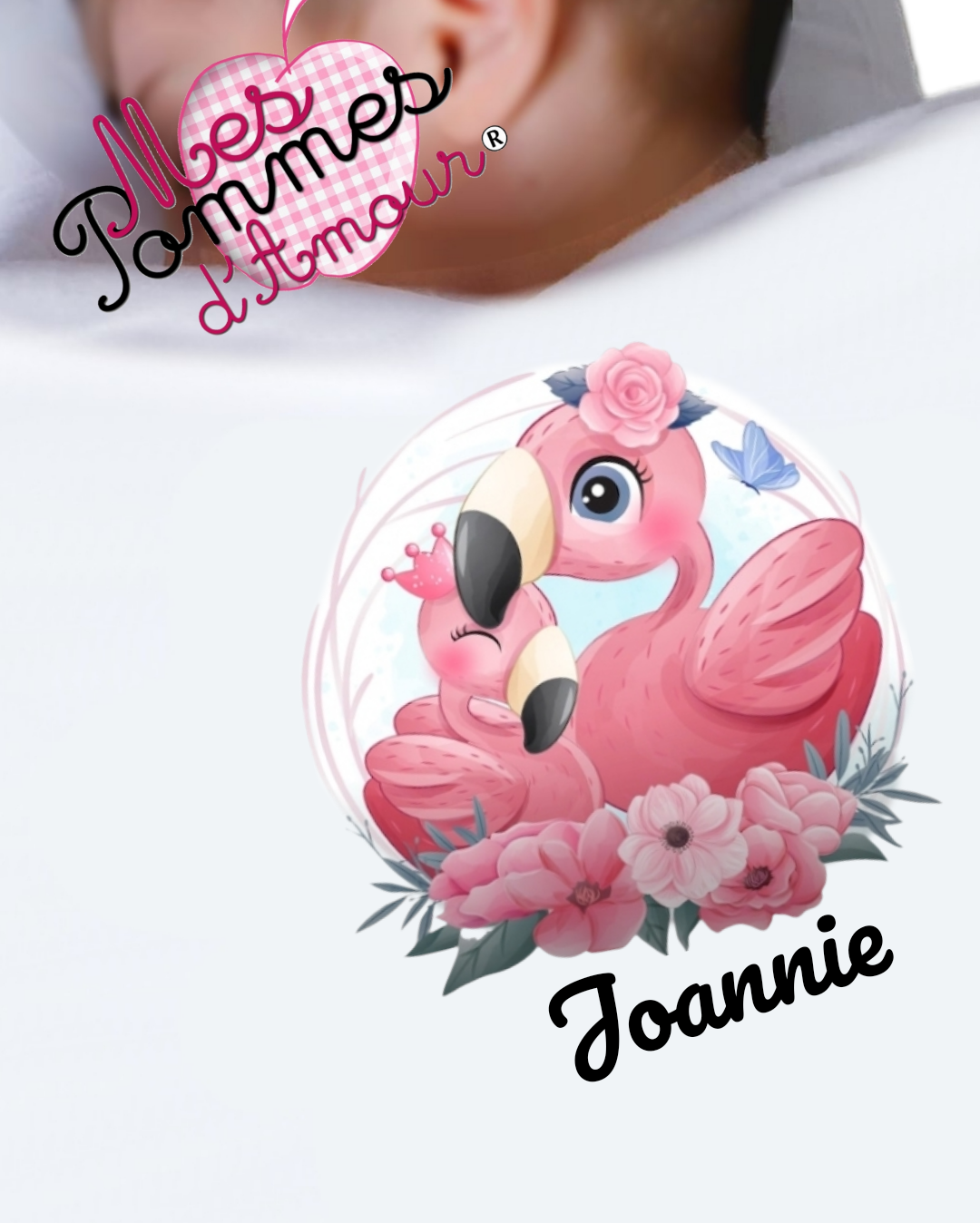 Couverture bébé personnalisée flamant rose