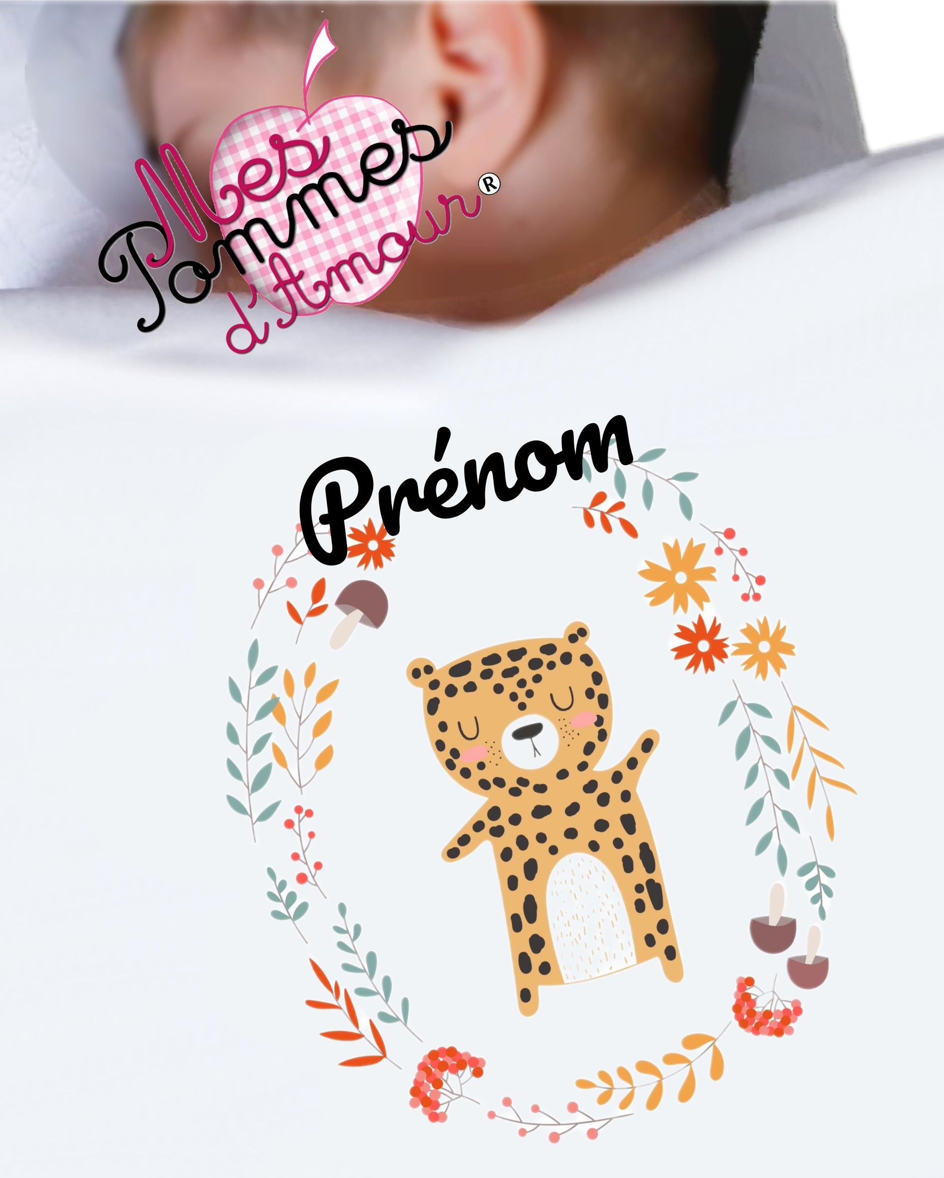 Couverture bébé personnalisée animaux au choix