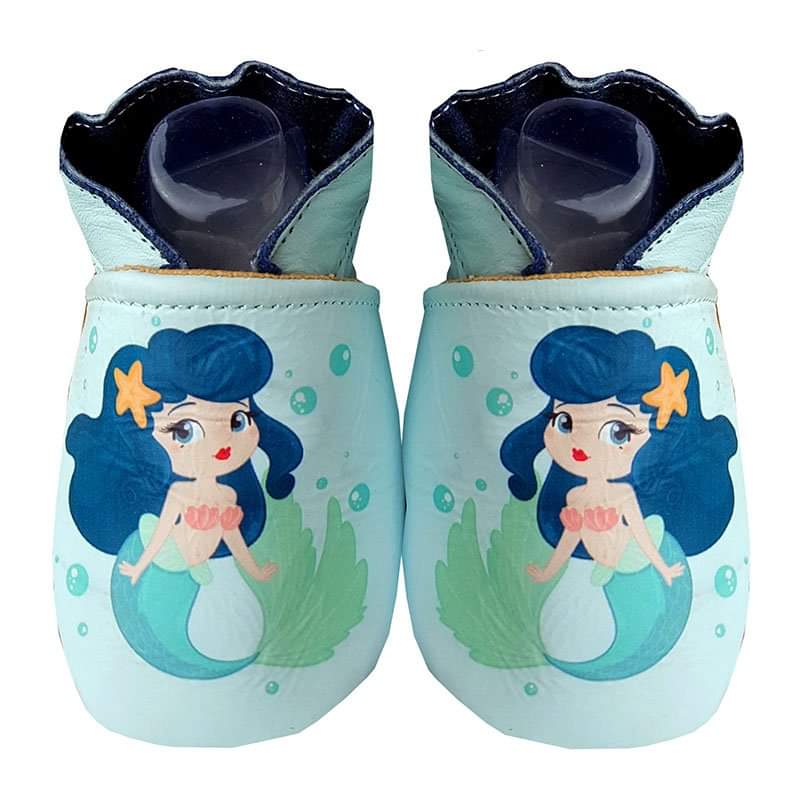 Chaussons en cuir souple fille Sirène - Mes Pommes D'Amour Cadeaux naissance