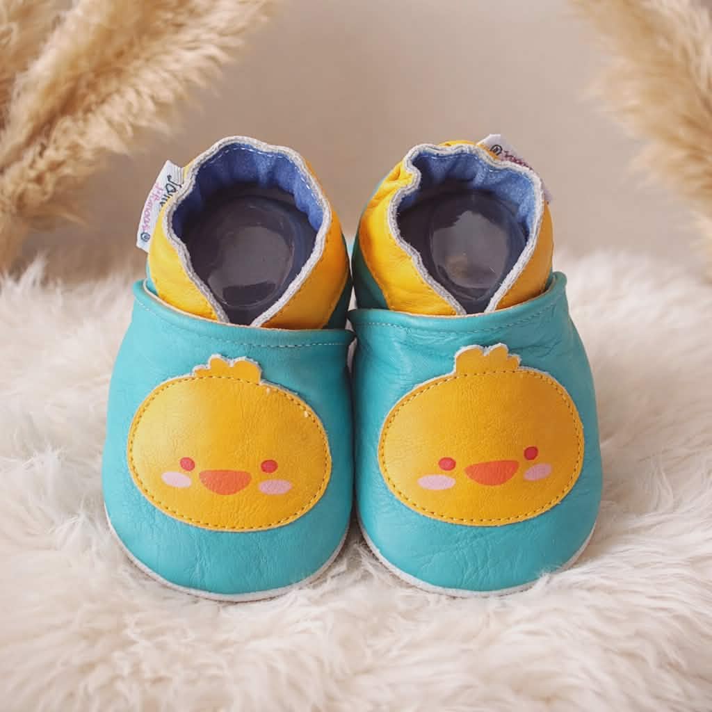 Chaussons en cuir souple Mixte Poussin - Mes Pommes D'Amour Cadeaux naissance