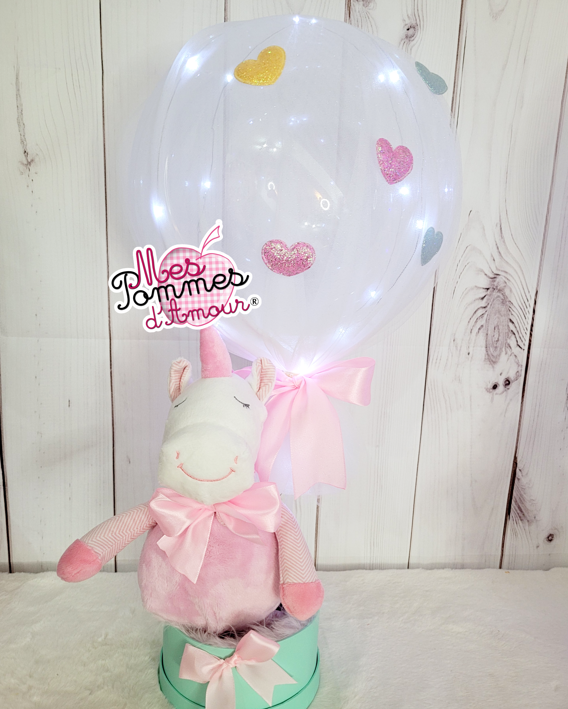 Surprise ballon bulle lumineux licorne
