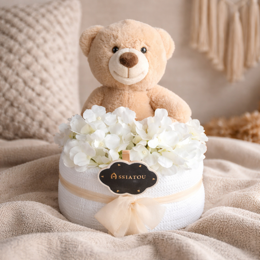 Gâteau de couche peluche géante ourson