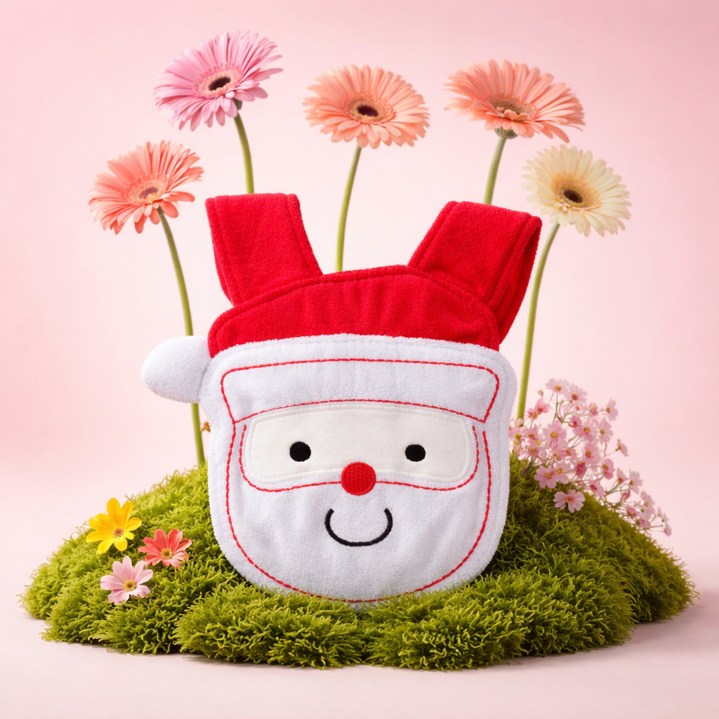 Bavoir Bébé "Père Noël" en Coton Doux – Design amusant