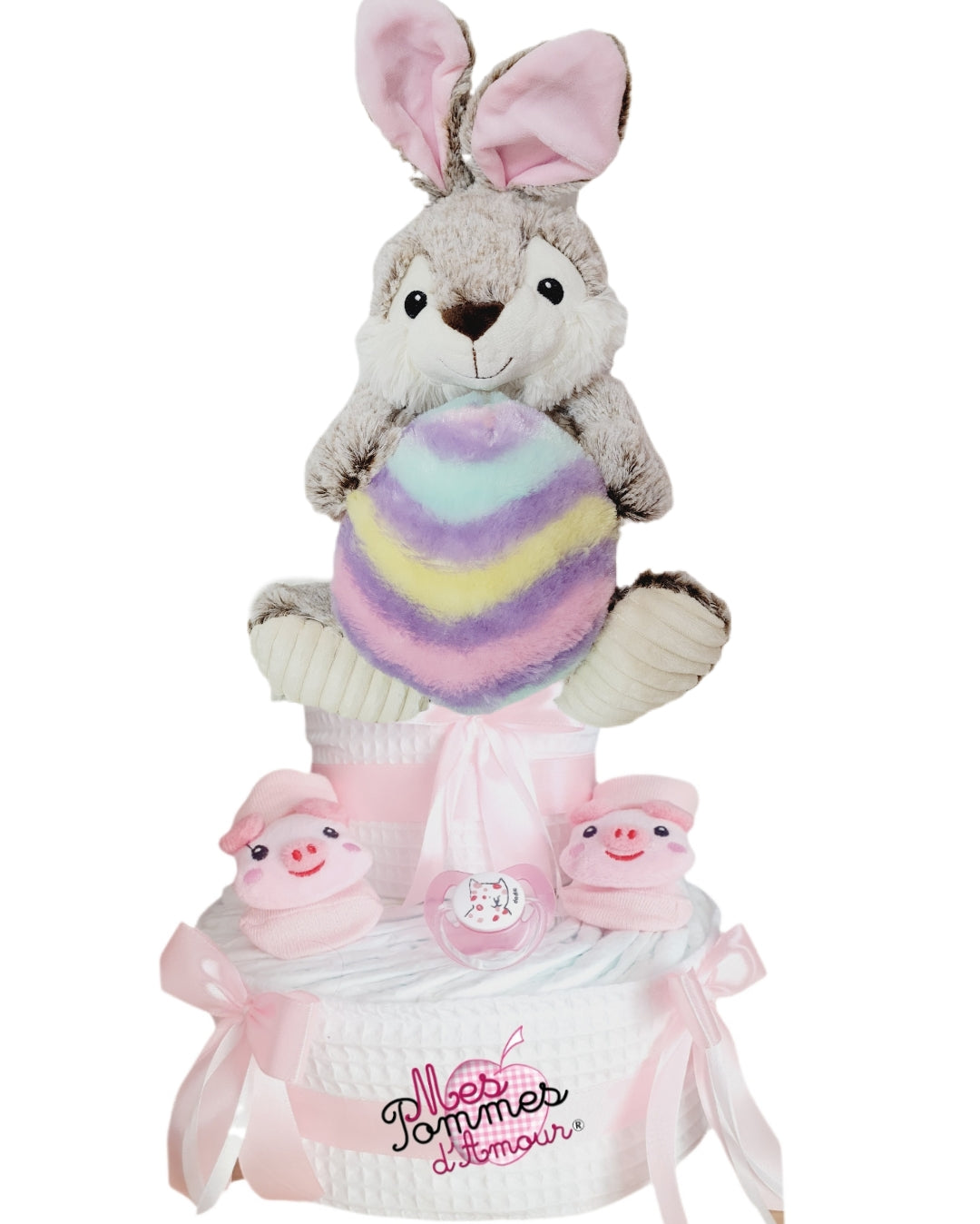 Gâteau de couches fille lapin de Pâques