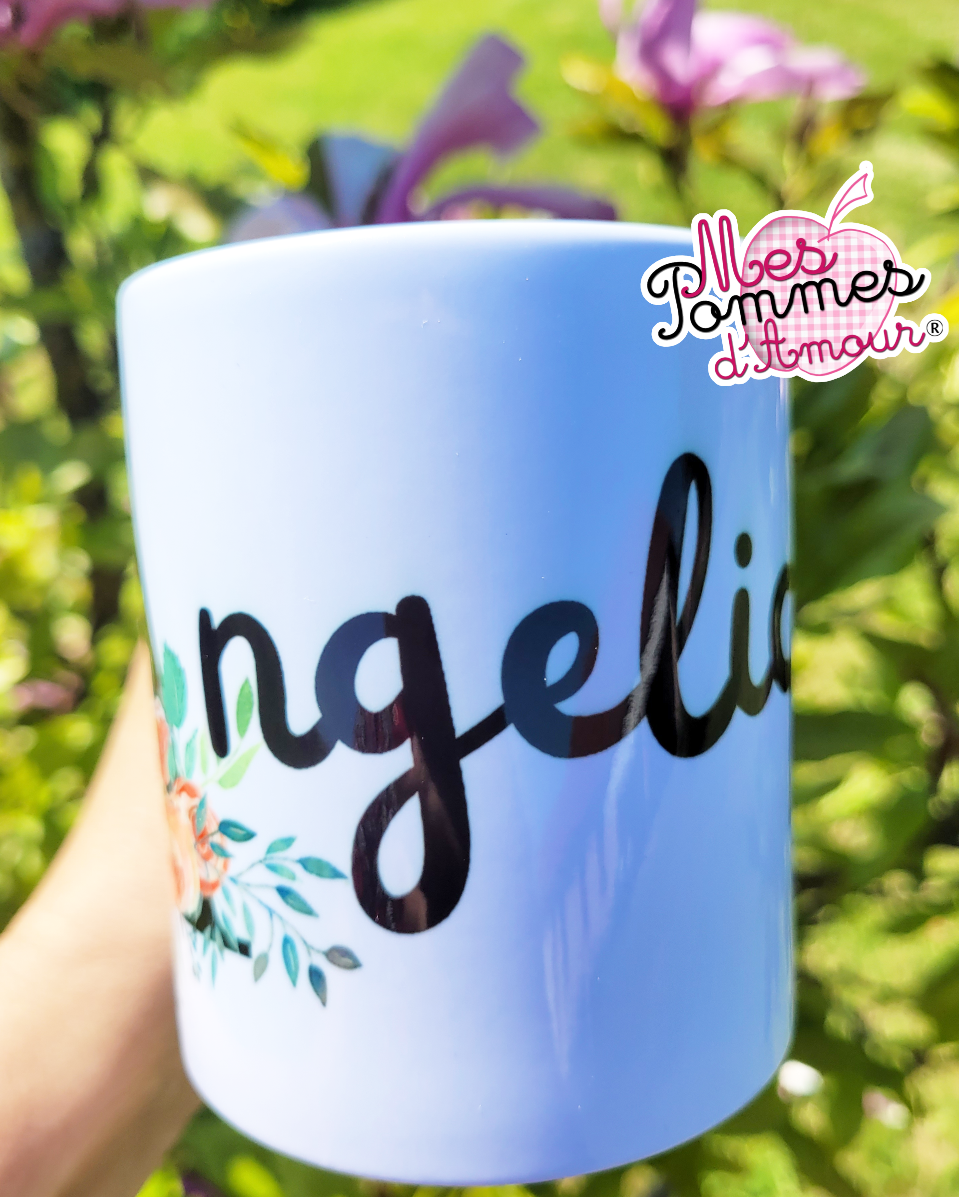 Mug prénom fleuris personnalisé