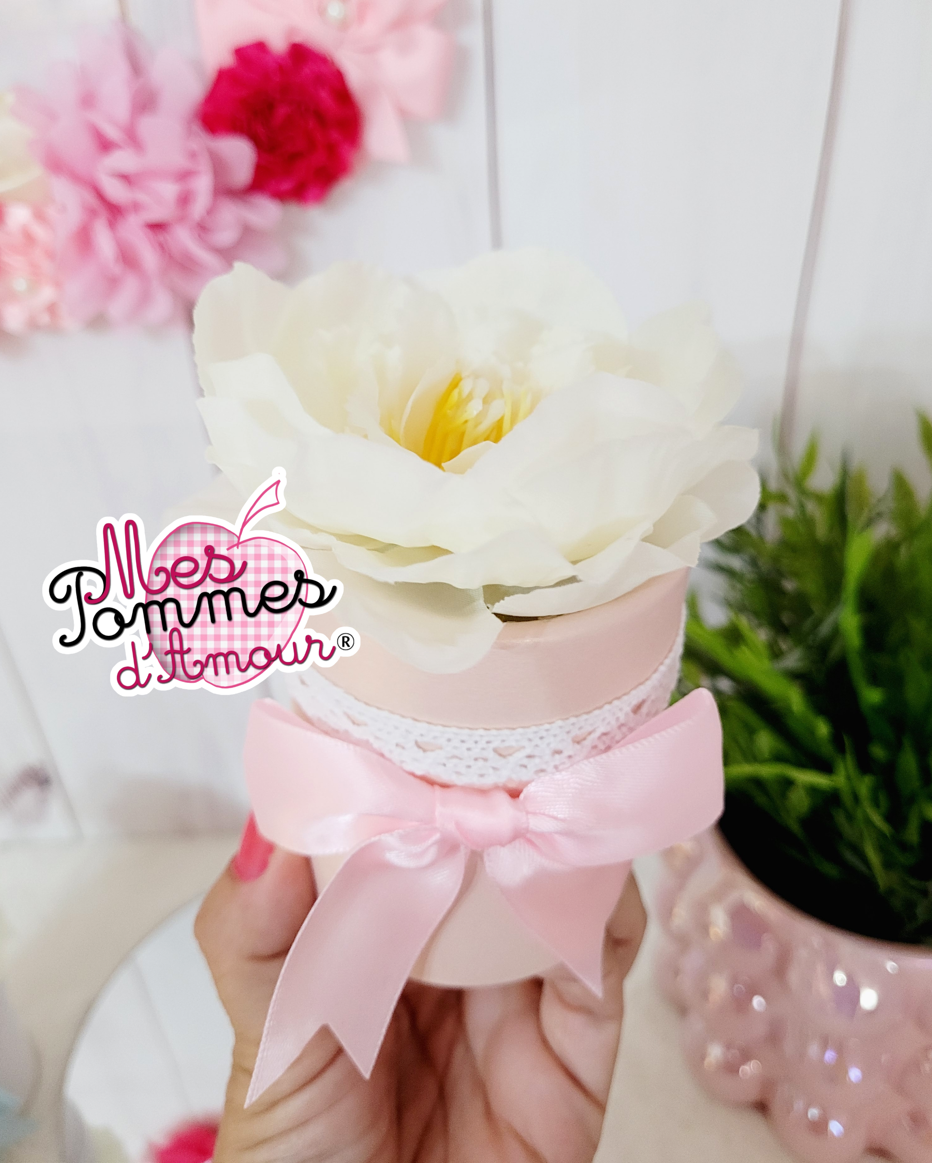 Petit Pot décoratif pivoine personnalisable