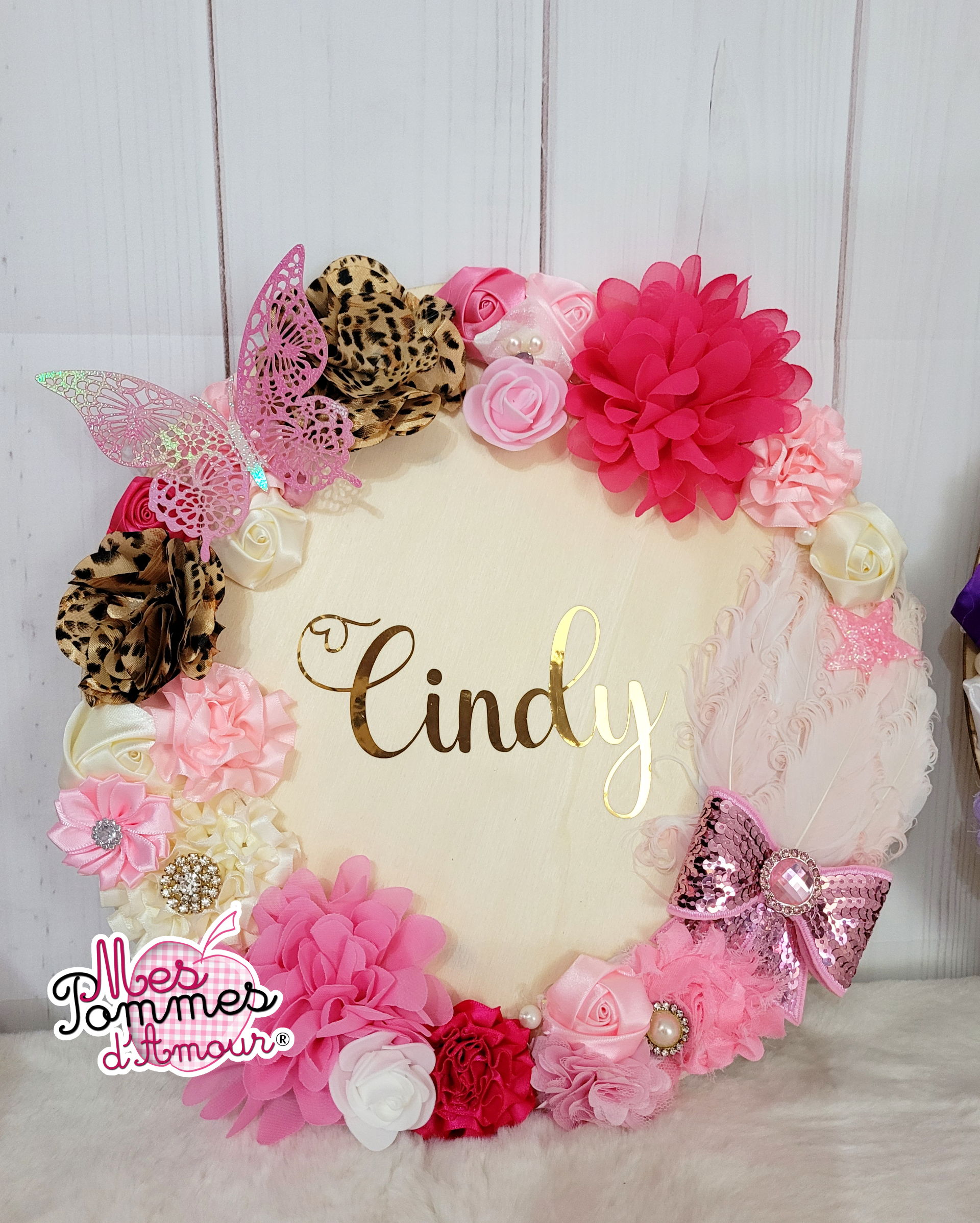 Plaque de porte fleurie