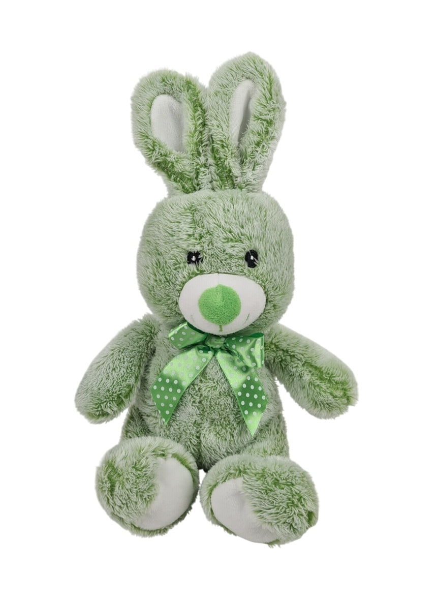 peluche lapin vert ruban nicotoy