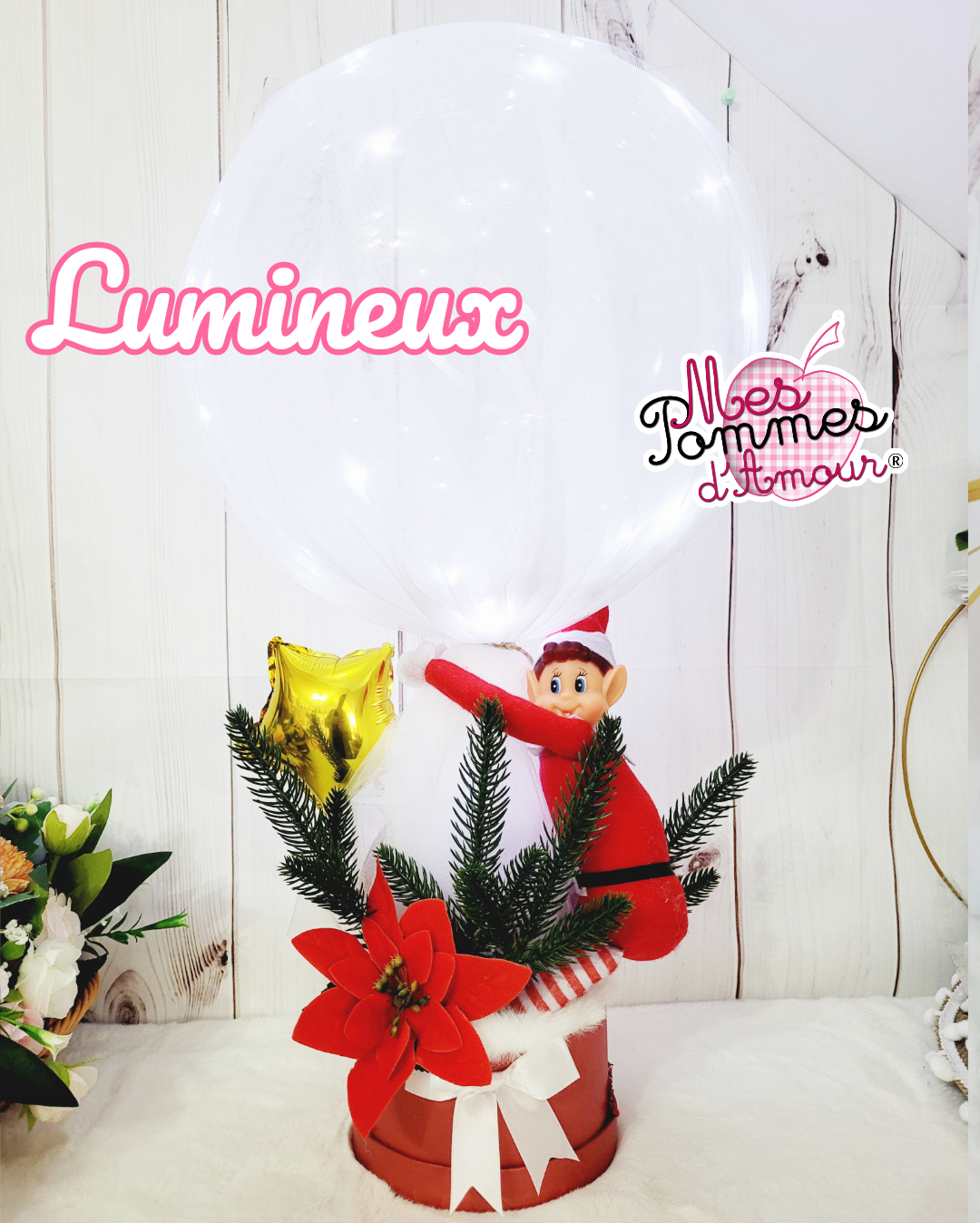 Ballon lumineux lutin de Noël