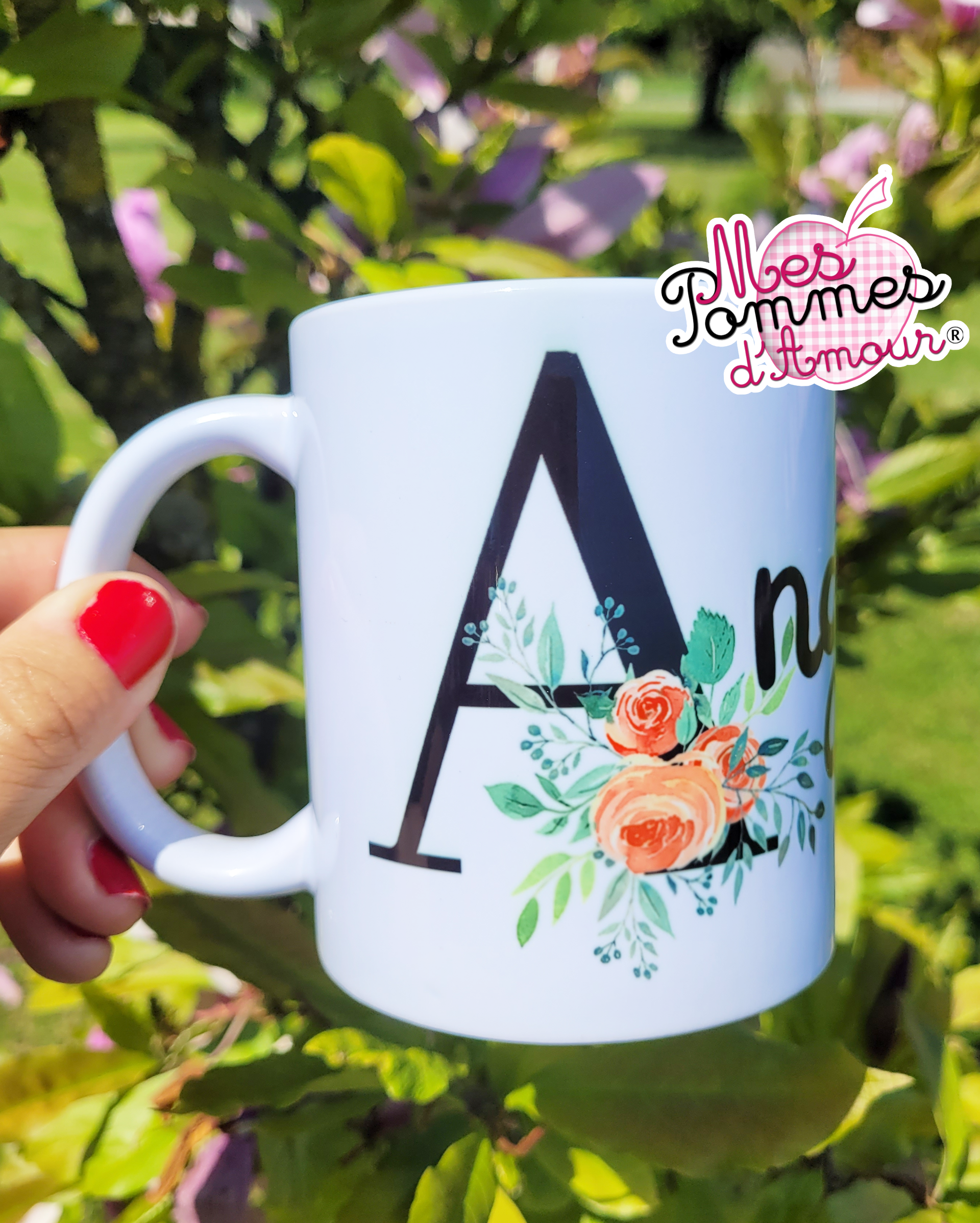 Mug prénom fleuris personnalisé