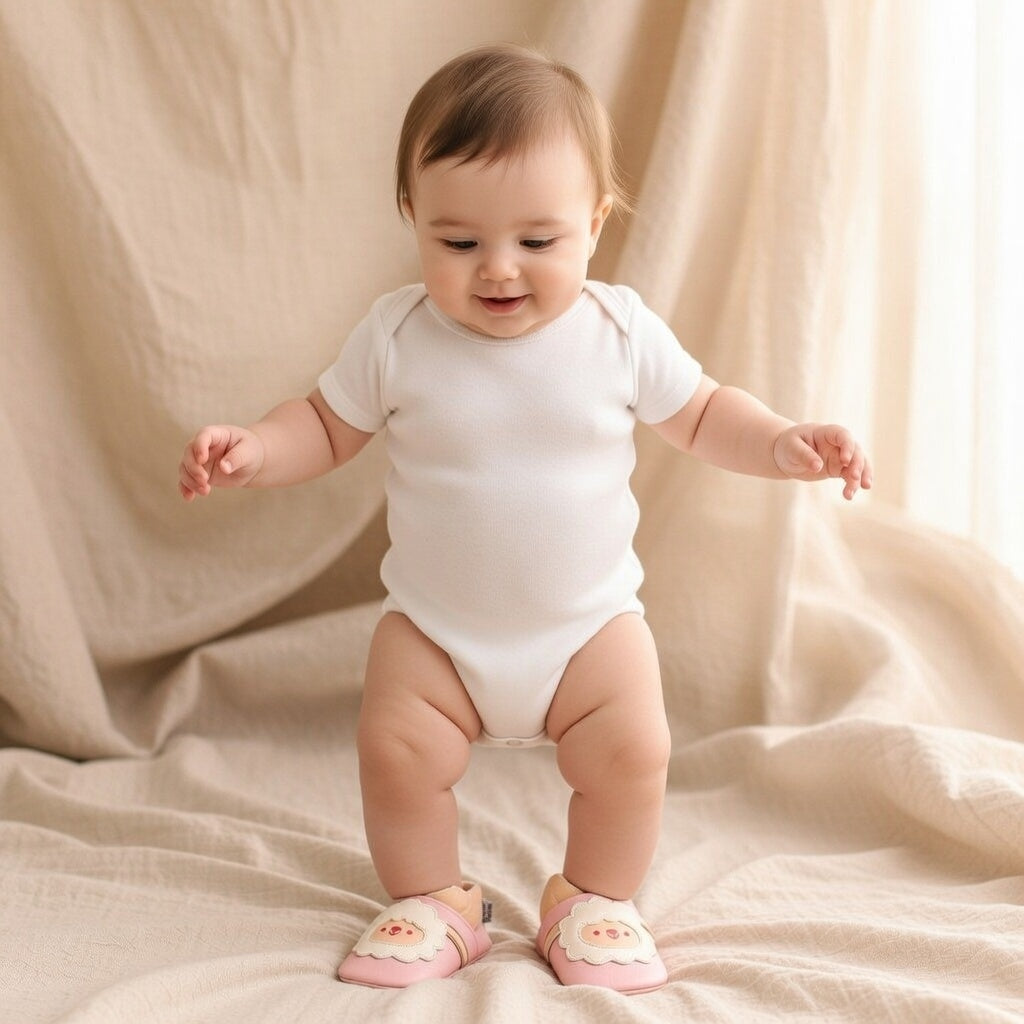 Chaussons en cuir souple pour fille modèle Mouton - Mes Pommes D'Amour Cadeaux naissance