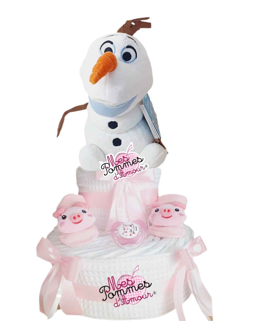 Gâteau de couches peluche Olaf - Mes Pommes D'Amour Cadeaux naissance