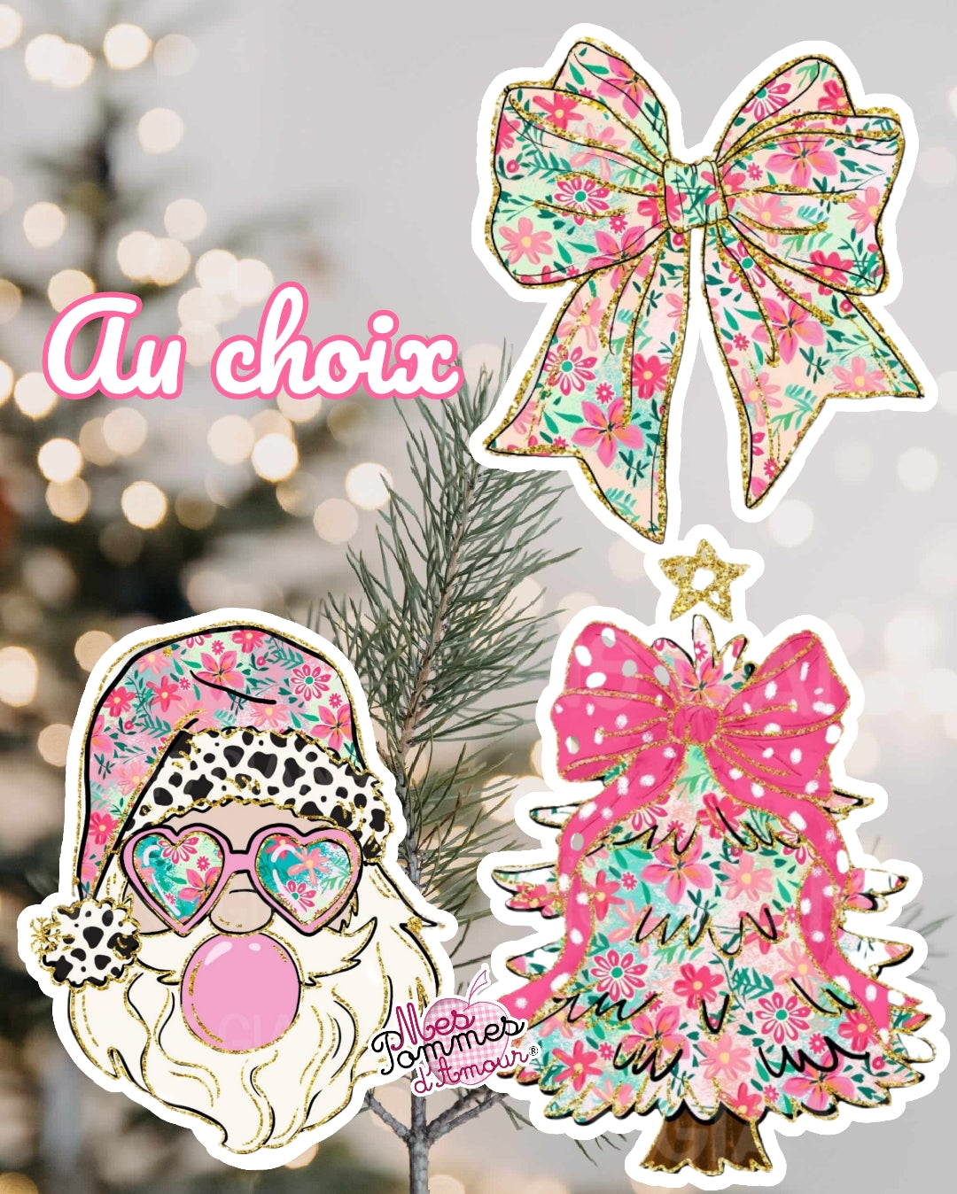 Bottes aux chaussettes de Noël motif girly