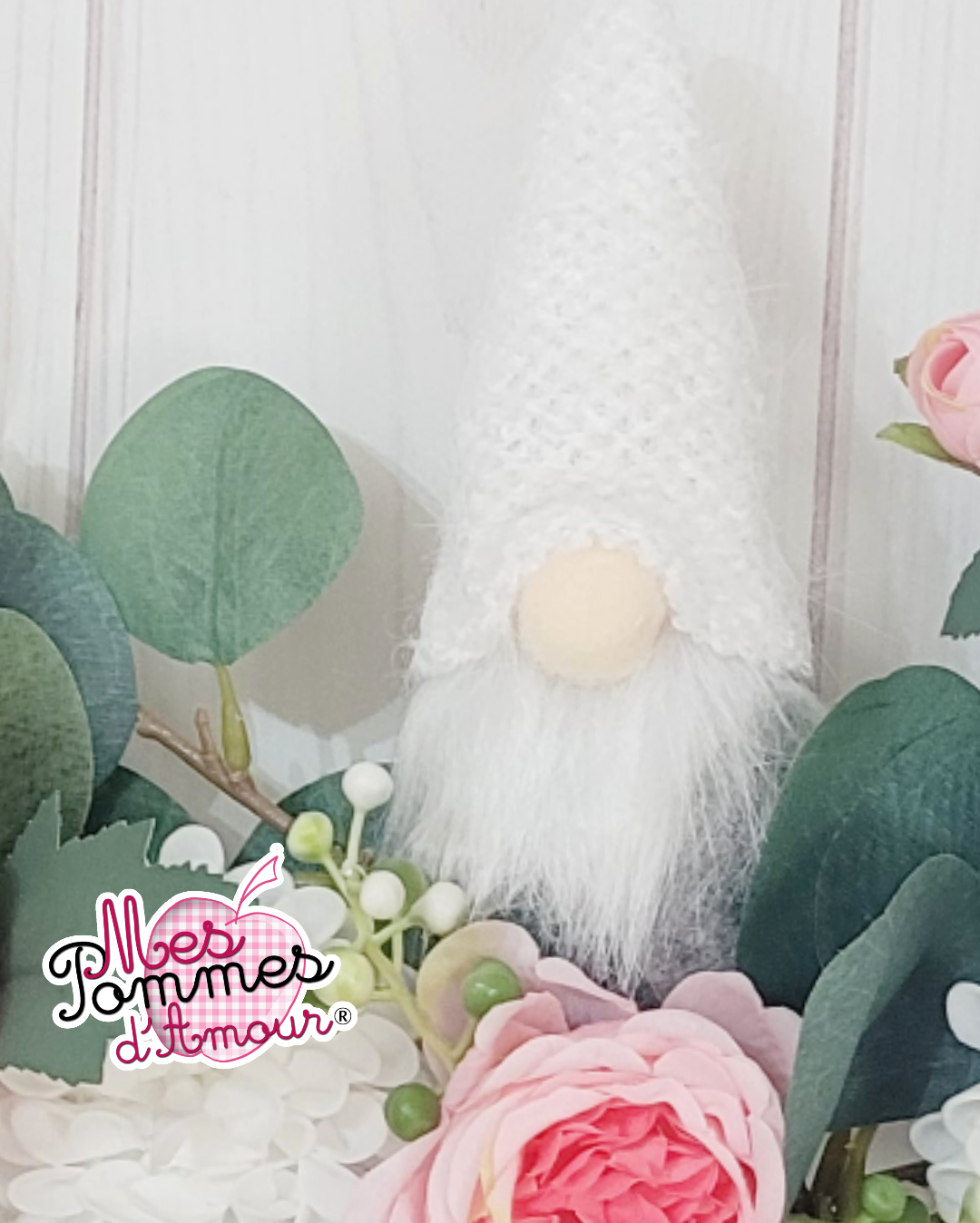 Décoration murale macramé Lutin et fleurs