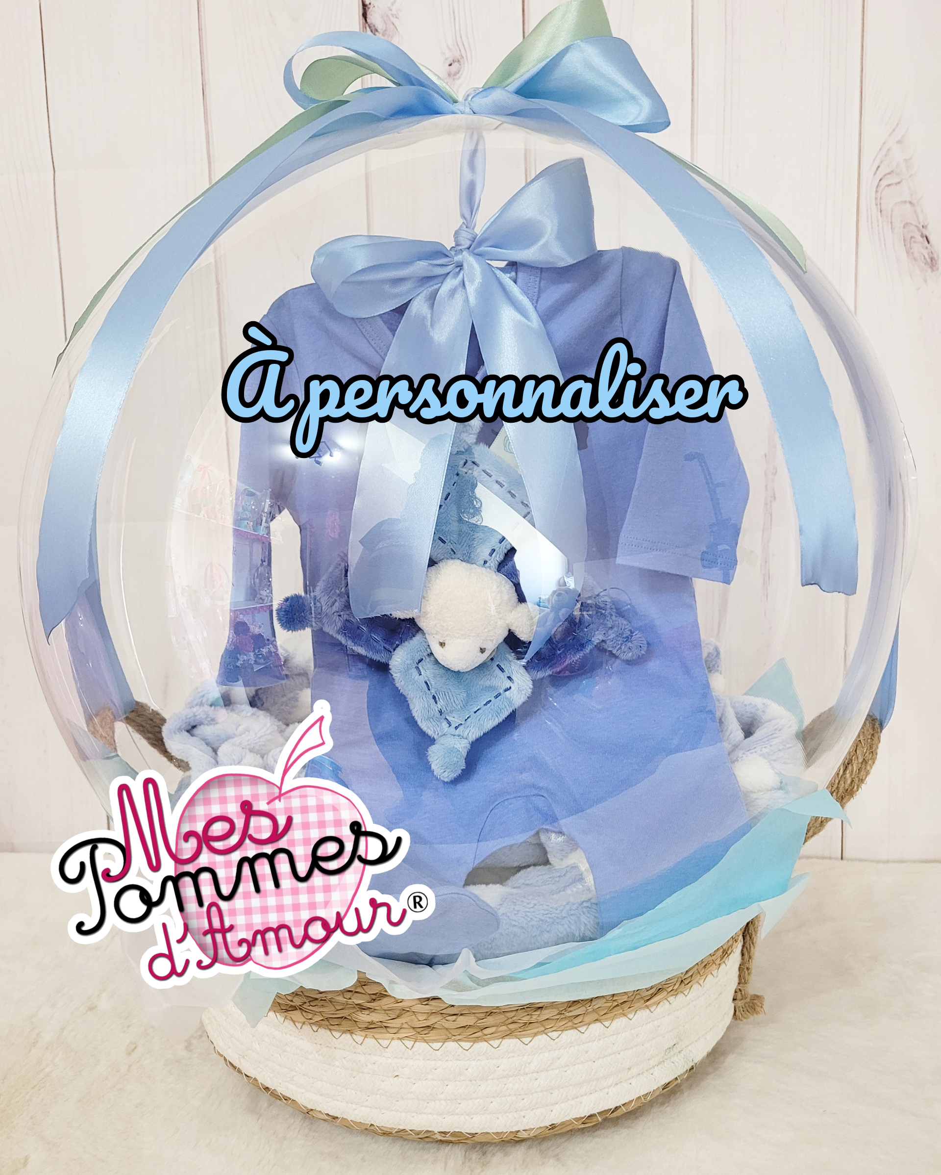 Ballon bulle layette pyjama bébé bleu