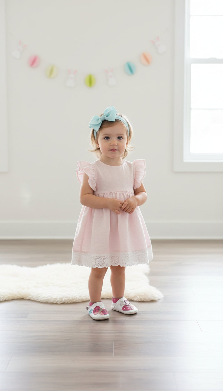 Chaussons en cuir souple fille Papillon blanc - Mes Pommes D'Amour Cadeaux naissance