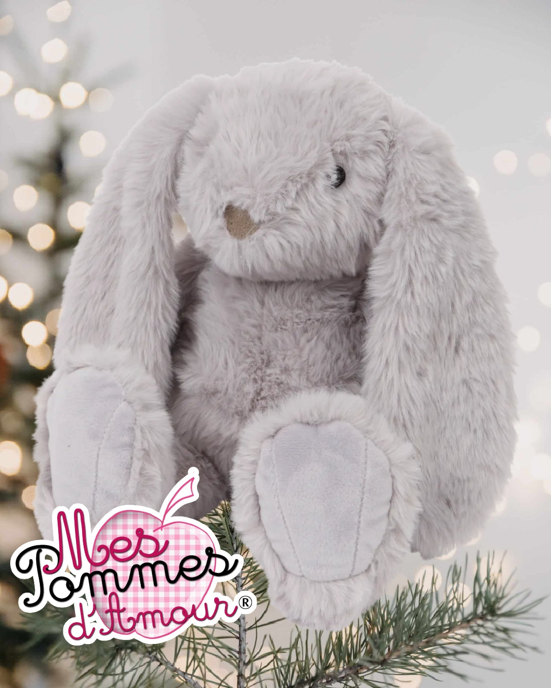 peluche lapin gris