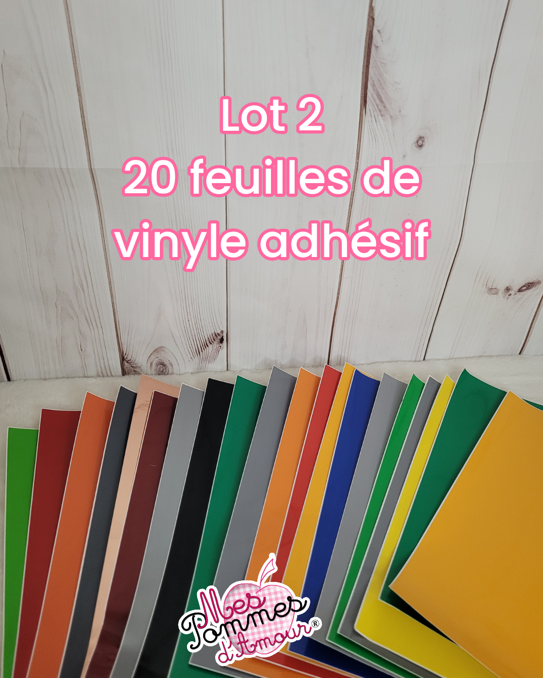 Lot de 20 Feuilles grand format de vinyle adhésif permanent