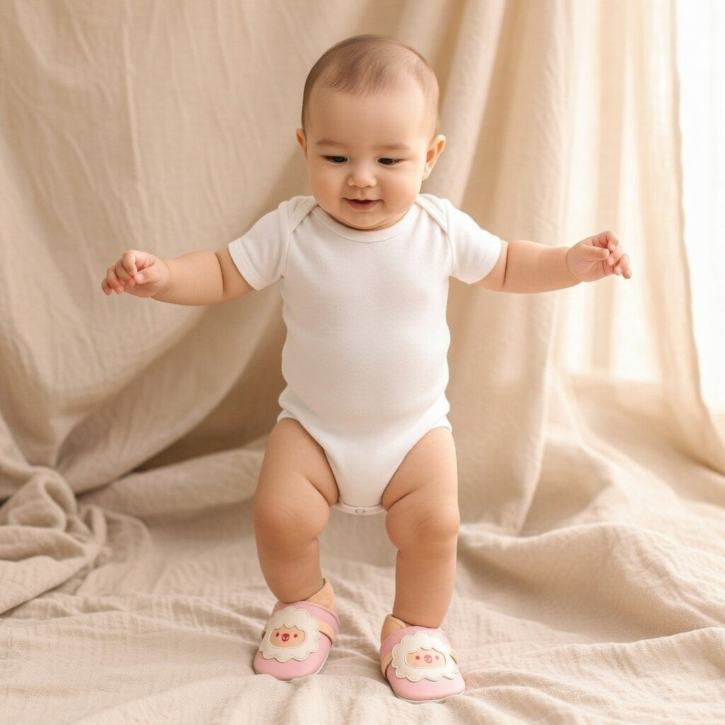 Chaussons en cuir souple pour fille modèle Mouton - Mes Pommes D'Amour Cadeaux naissance