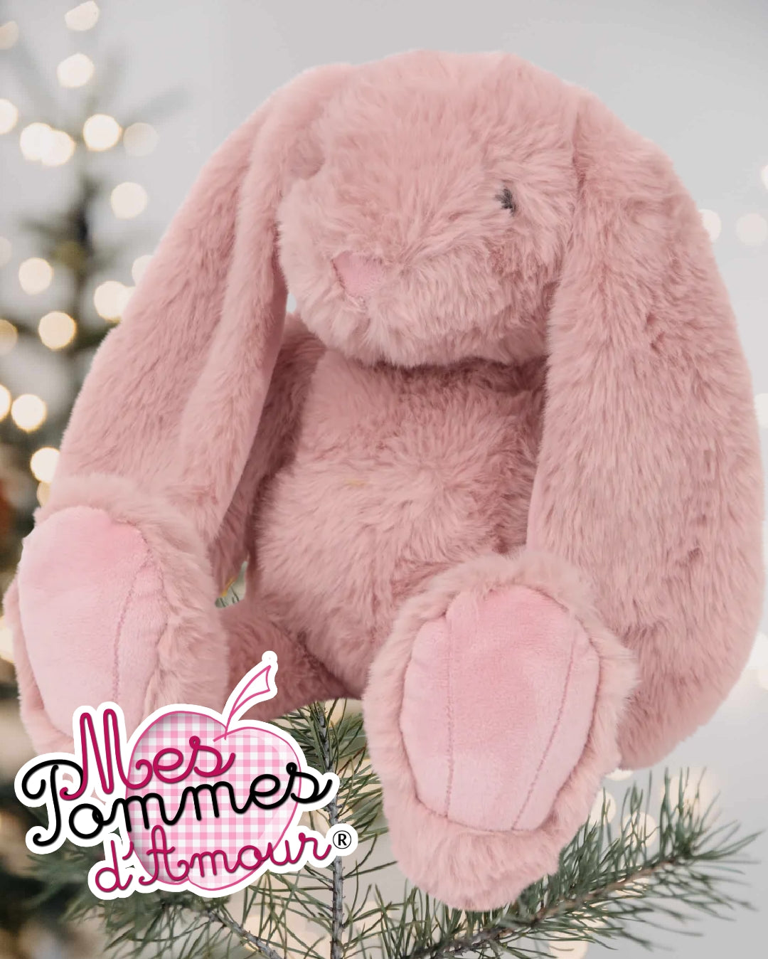 lapin peluche rose grandes oreilles à personnaliser