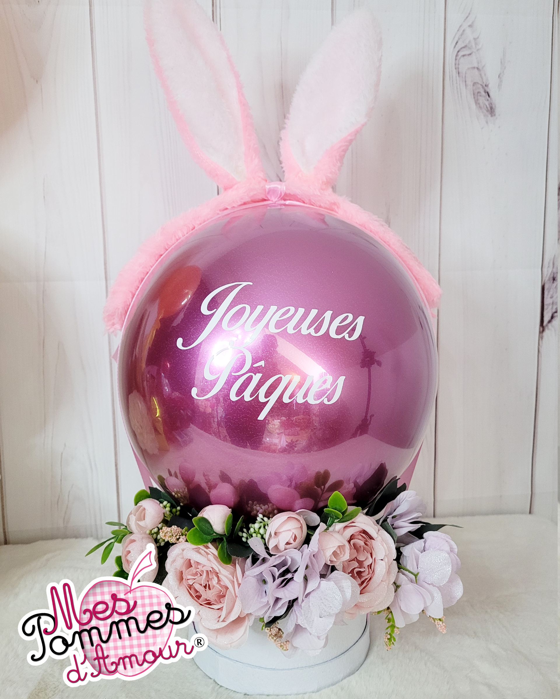 Bouquet ballon bulle pâques coloris au choix avec ou sans oreilles