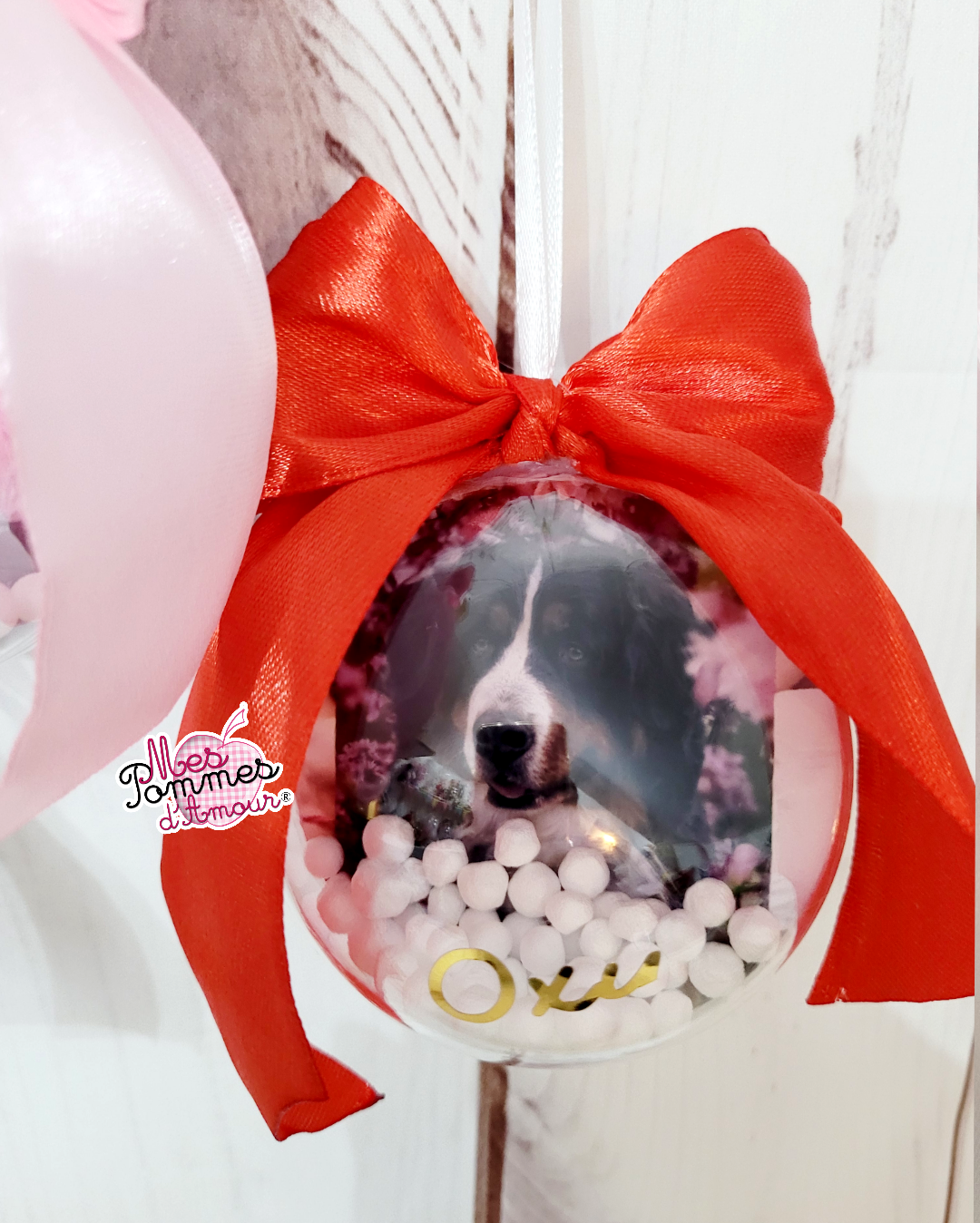 Boule de Noël ronde avec photo personnalisée