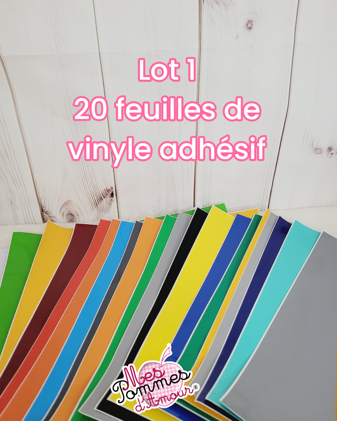 Lot de 20 Feuilles grand format de vinyle adhésif permanent