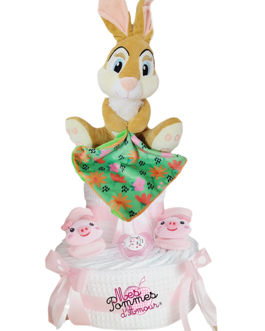 Gâteau de couches Miss Bunny - Mes Pommes D'Amour Cadeaux naissance