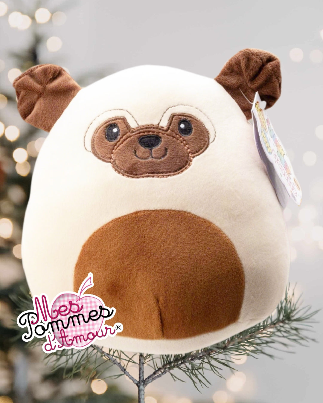 Peluche carlin Cloudeez 23cm – Squish Meez, doudou ultra‑doux