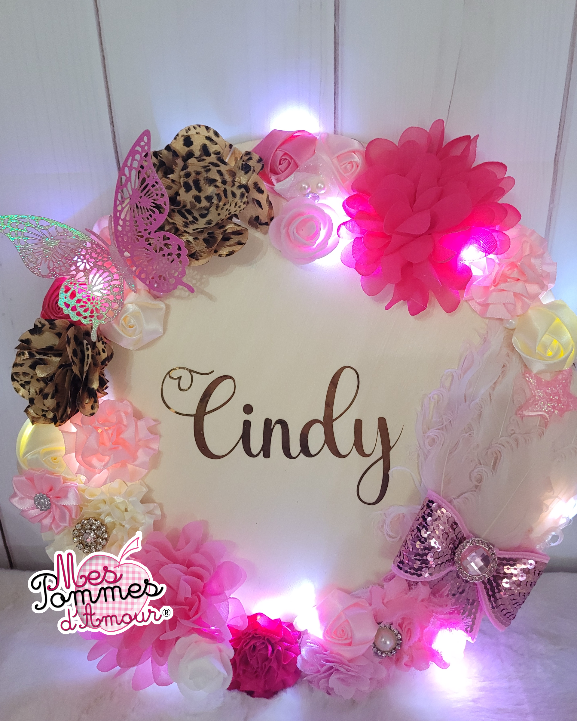 Plaque de porte fleurie