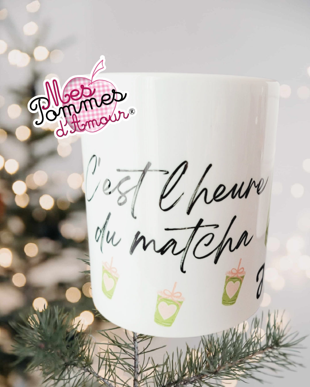 Mug c'est l'heure du matcha/café/thé - Mes Pommes D'Amour Cadeaux naissance